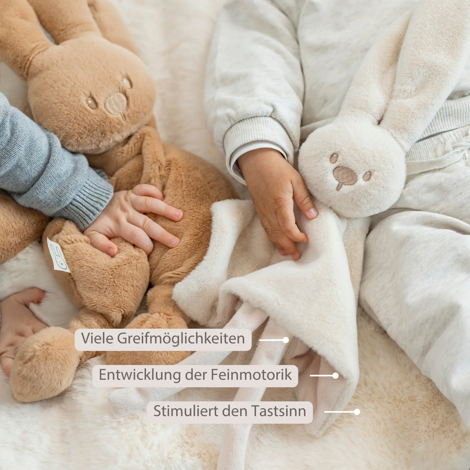 Lapidou Baby Comforter - 27 x 27 cm - Doudou Rabbit - Sand - Image 10
