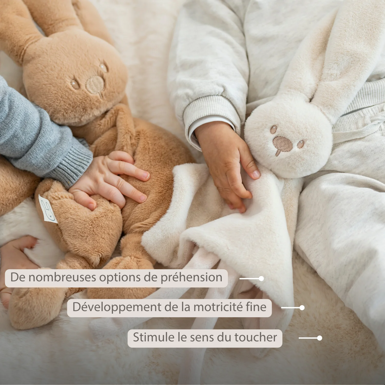 Lapidou Baby Comforter - 27 x 27 cm - Doudou Rabbit - Sand - Image 17
