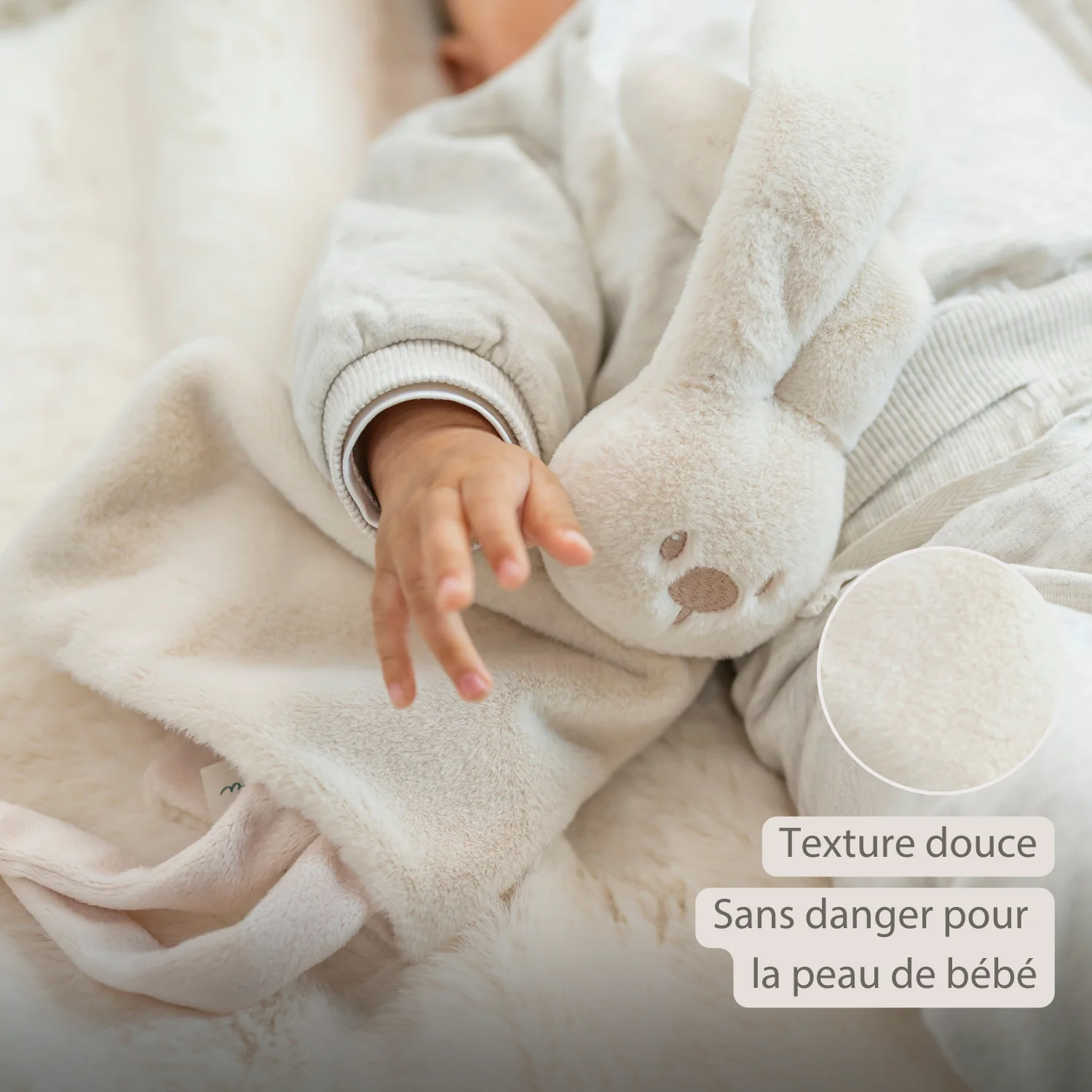Lapidou Baby Comforter - 27 x 27 cm - Doudou Rabbit - Sand - Image 19