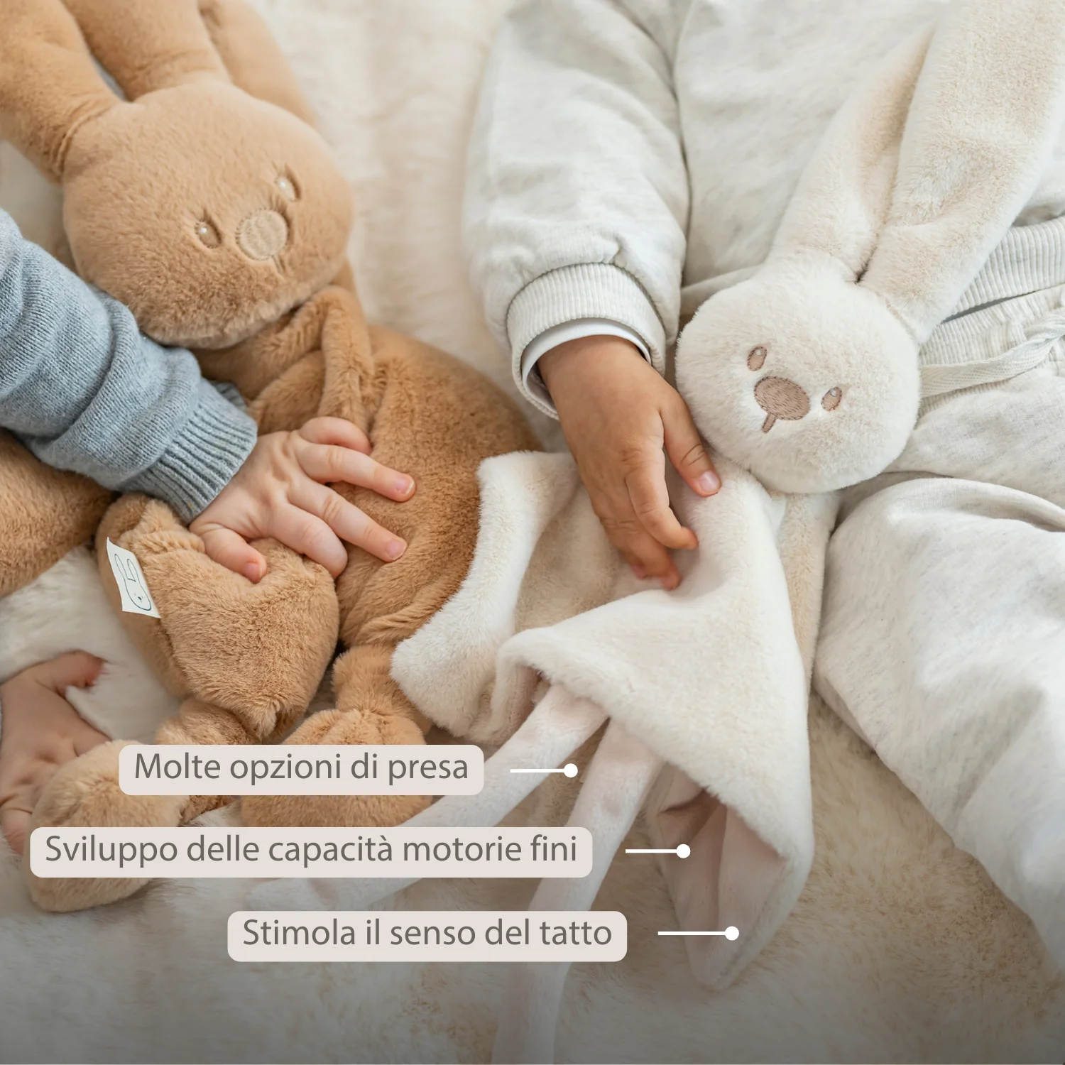 Lapidou Baby Comforter - 27 x 27 cm - Doudou Rabbit - Sand - Image 3