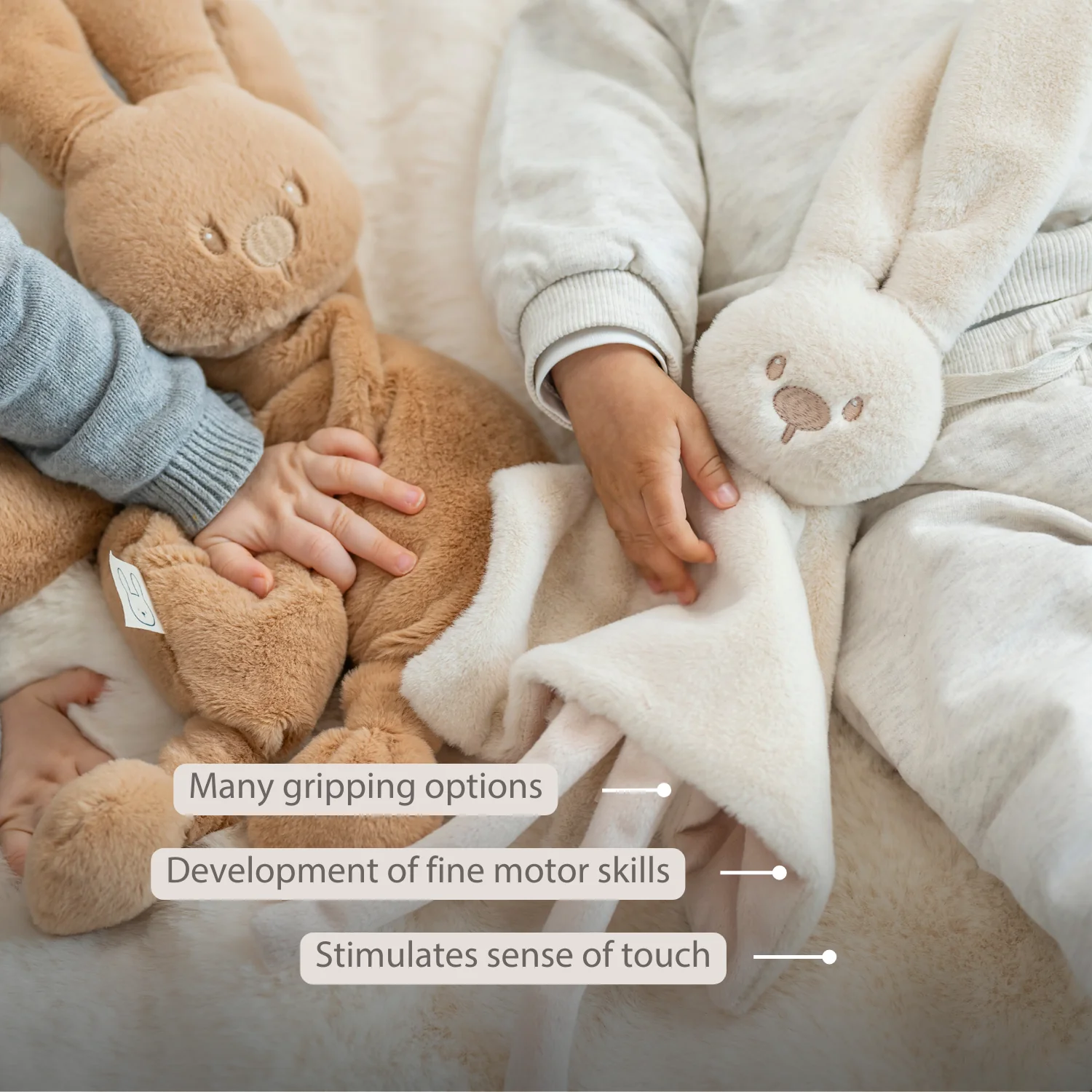 Lapidou Baby Comforter - 27 x 27 cm - Doudou Rabbit - Sand - Image 31