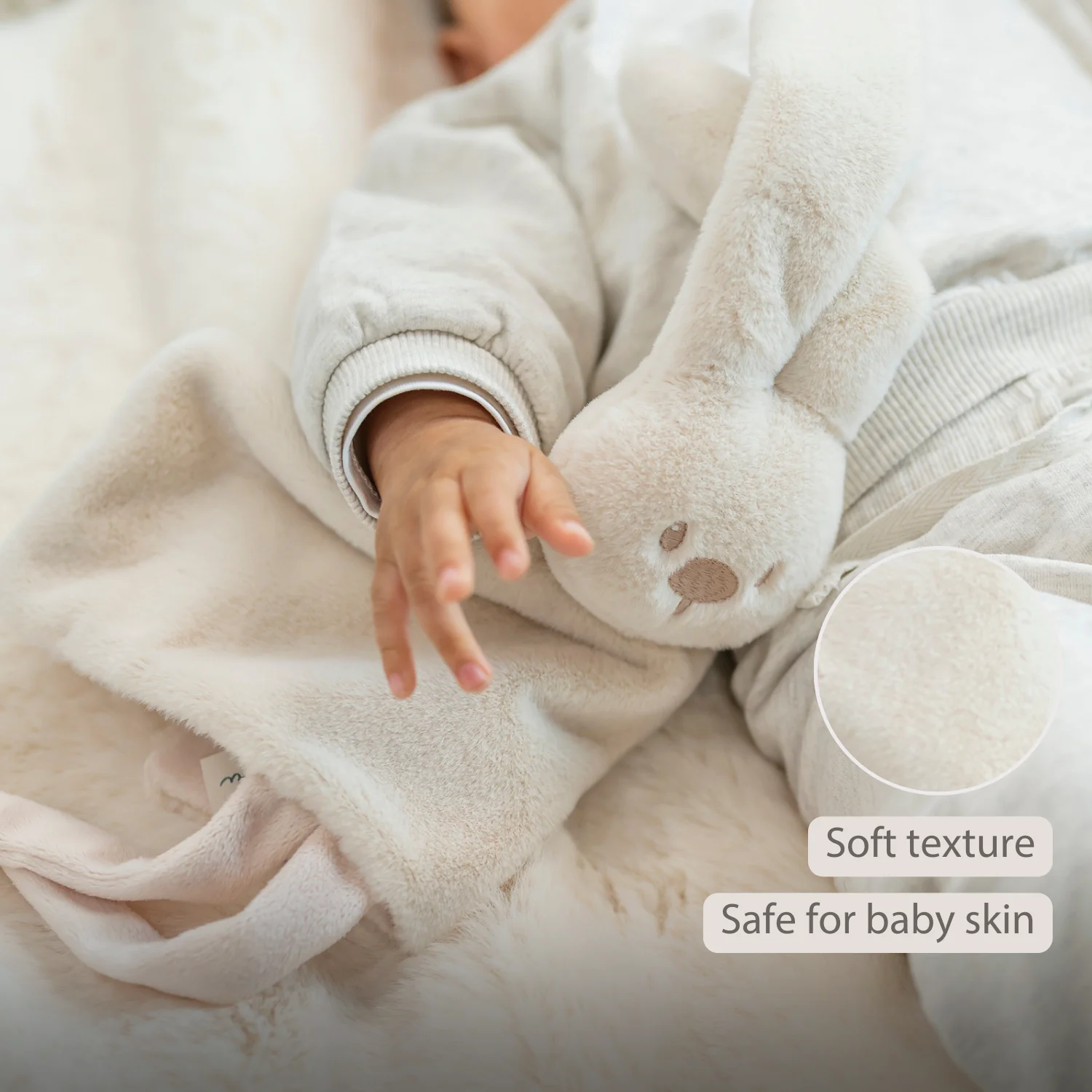 Lapidou Baby Comforter - 27 x 27 cm - Doudou Rabbit - Sand - Image 33