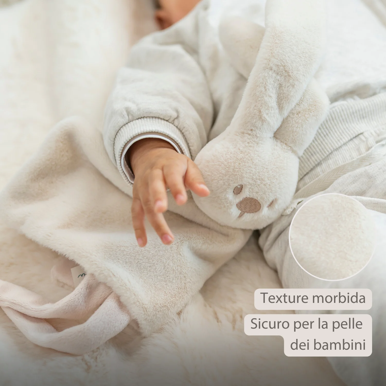 Lapidou Baby Comforter - 27 x 27 cm - Doudou Rabbit - Sand - Image 5