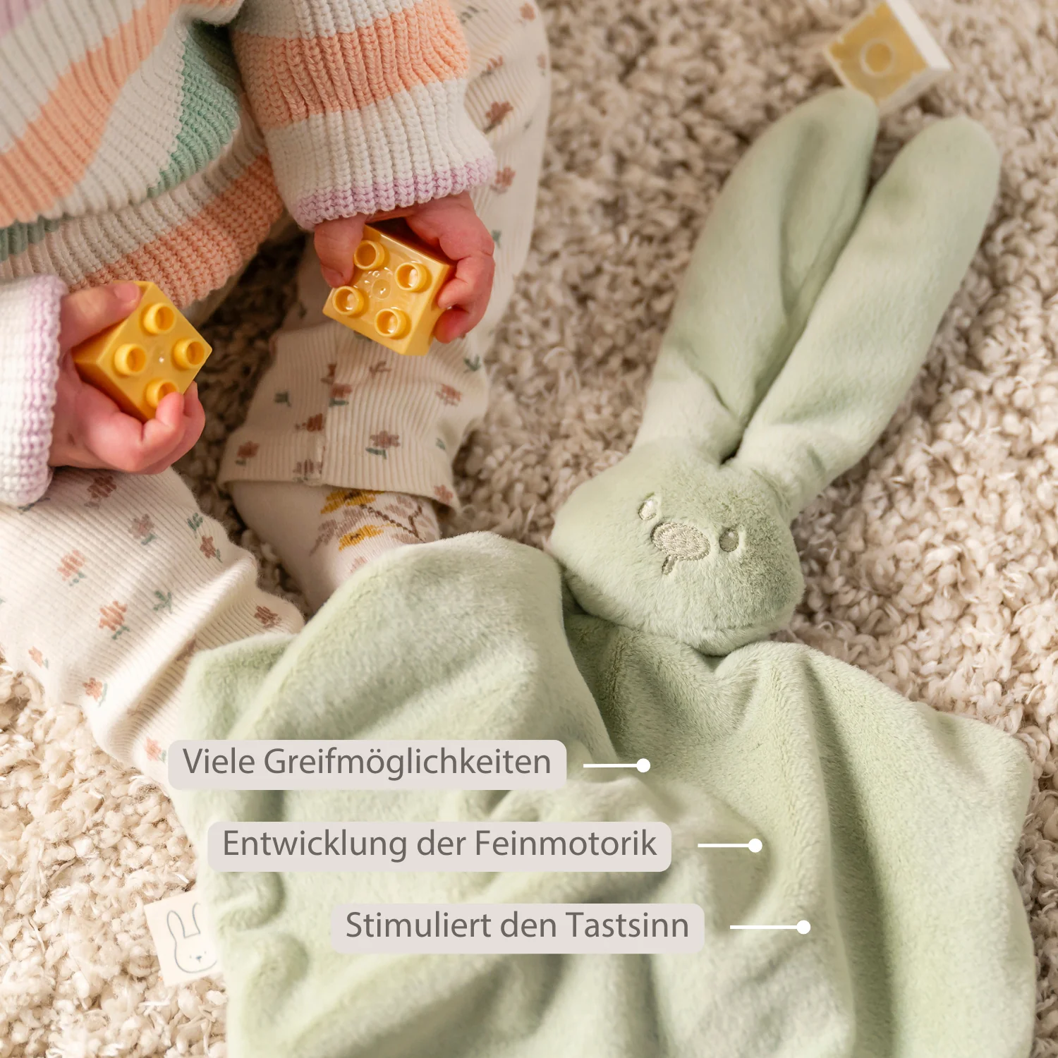 Lapidou Baby Comforter - 65 x 40 cm - Doudou Rabbit - Linden Green - Image 10
