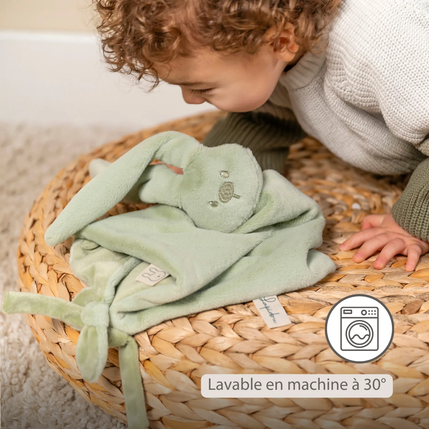 Lapidou Baby Comforter - 65 x 40 cm - Doudou Rabbit - Linden Green - Image 18