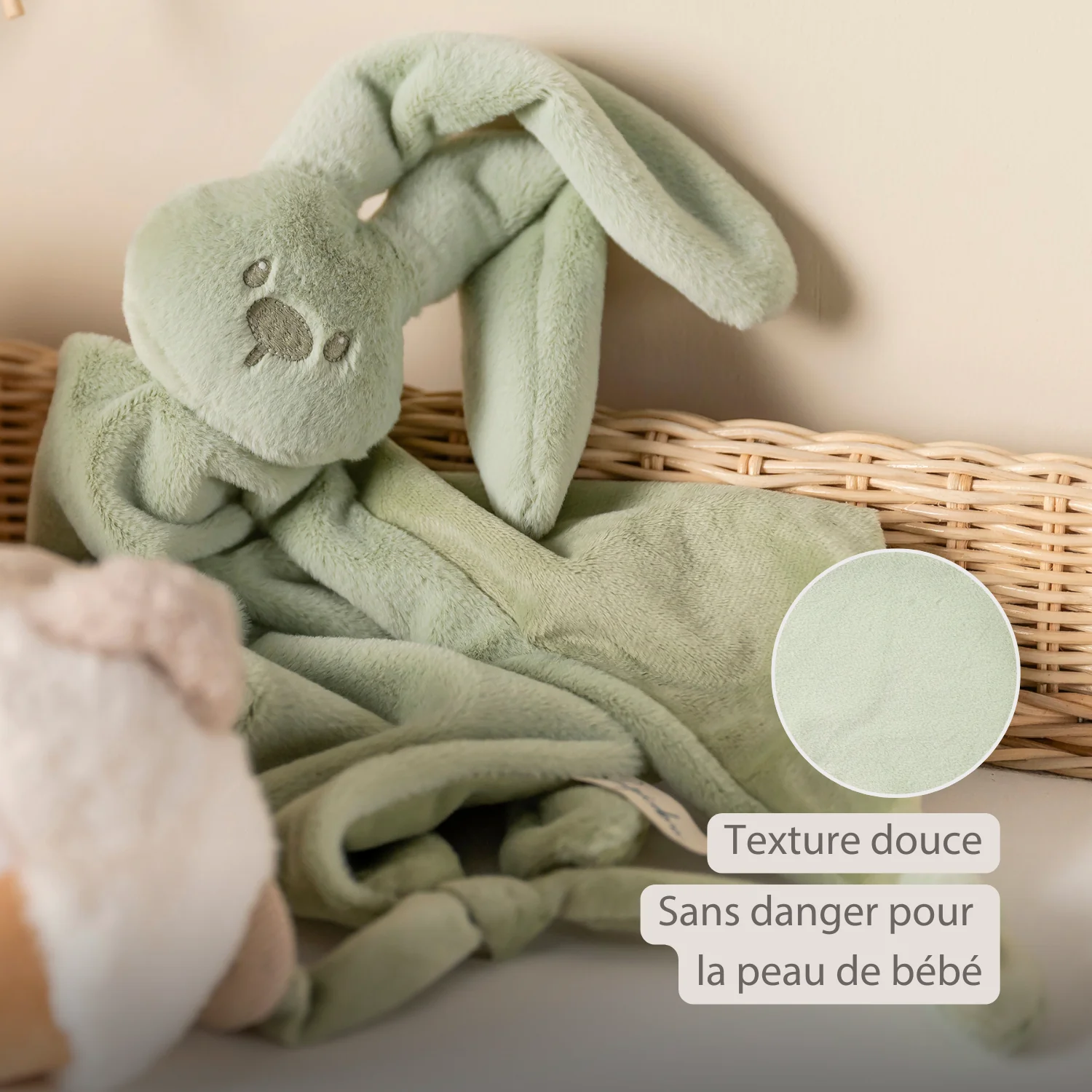 Lapidou Baby Comforter - 65 x 40 cm - Doudou Rabbit - Linden Green - Image 19