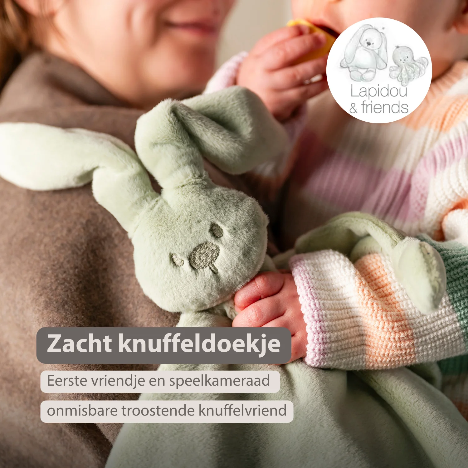 Lapidou Baby Comforter - 65 x 40 cm - Doudou Rabbit - Linden Green - Image 23