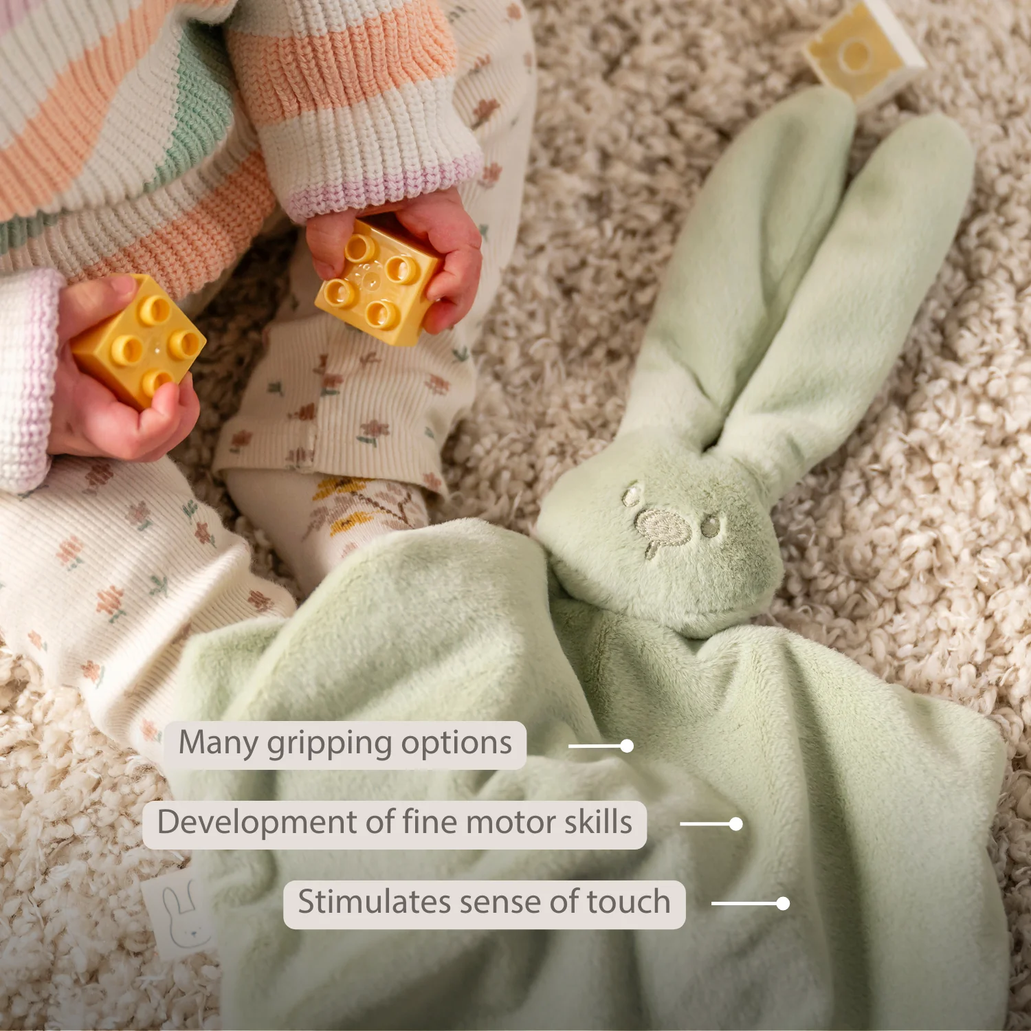 Lapidou Baby Comforter - 65 x 40 cm - Doudou Rabbit - Linden Green - Image 31