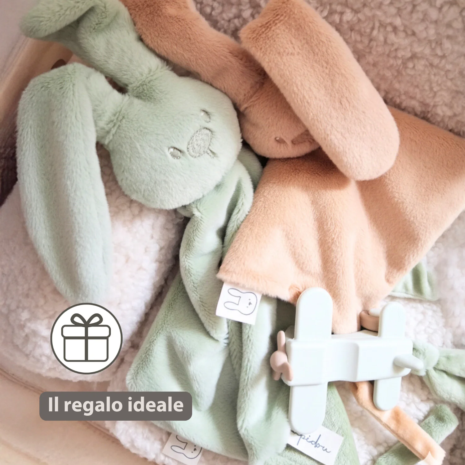 Lapidou Baby Comforter - 65 x 40 cm - Doudou Rabbit - Linden Green - Image 7