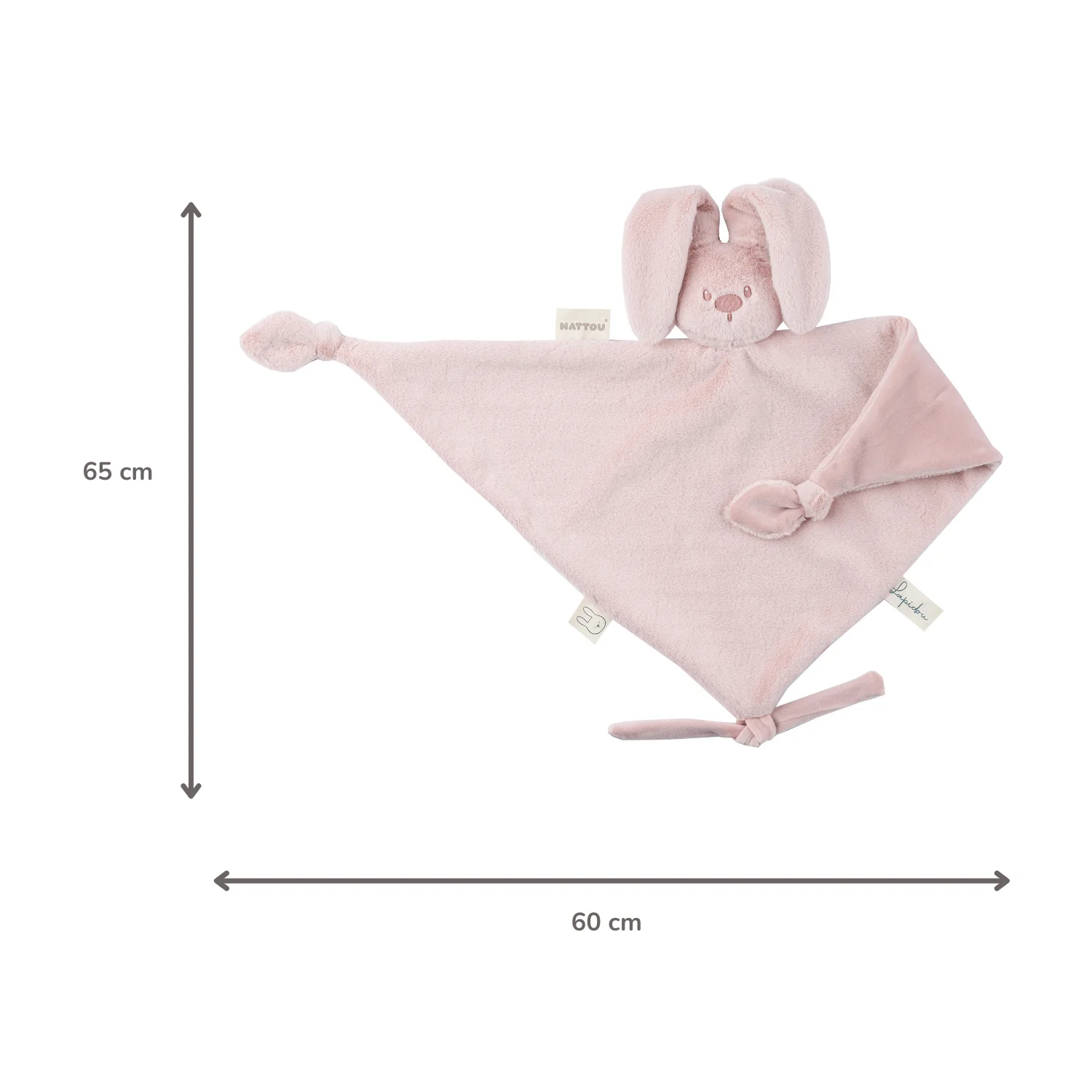 Lapidou Baby Comforter - 65 x 40 cm - Doudou Rabbit - Powder Pink - Image 10