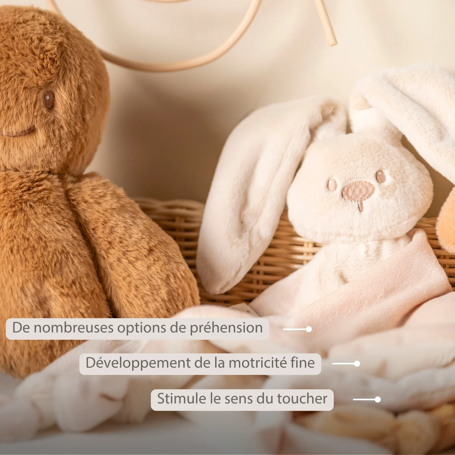 Lapidou Baby Comforter - 65 x 40 cm - Doudou Rabbit - Sand - Image 17