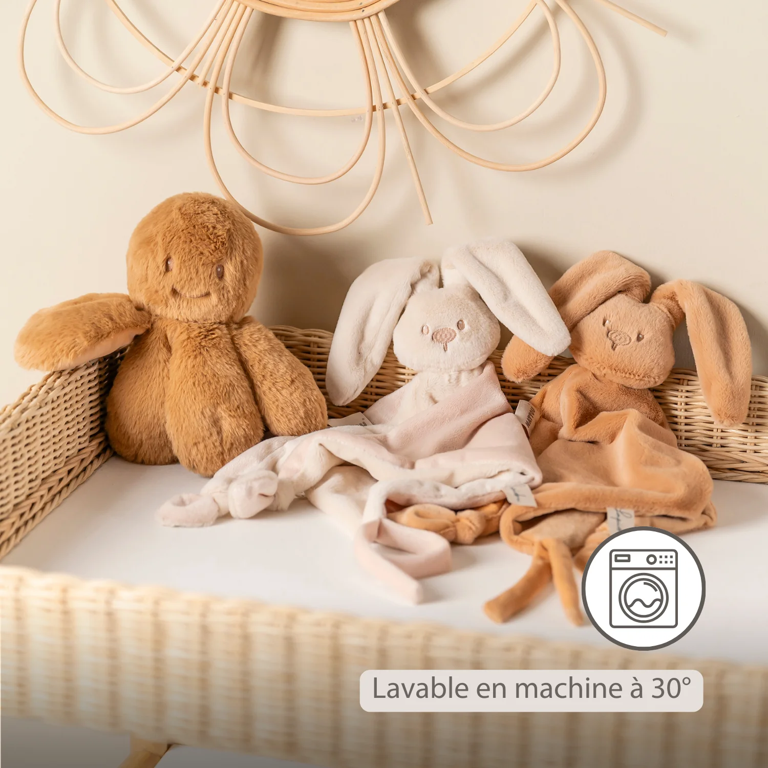 Lapidou Baby Comforter - 65 x 40 cm - Doudou Rabbit - Sand - Image 18