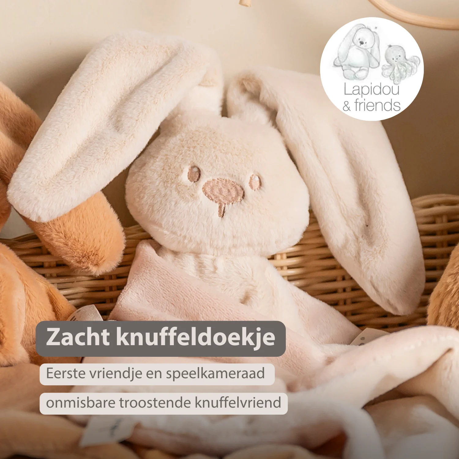 Lapidou Baby Comforter - 65 x 40 cm - Doudou Rabbit - Sand - Image 23