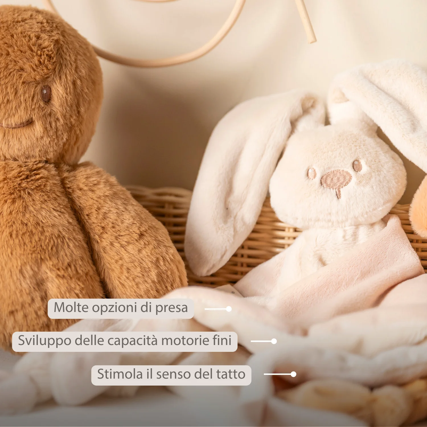 Lapidou Baby Comforter - 65 x 40 cm - Doudou Rabbit - Sand - Image 3