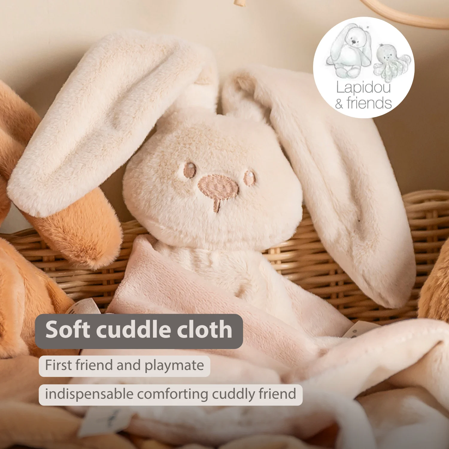 Lapidou Baby Comforter - 65 x 40 cm - Doudou Rabbit - Sand - Image 30