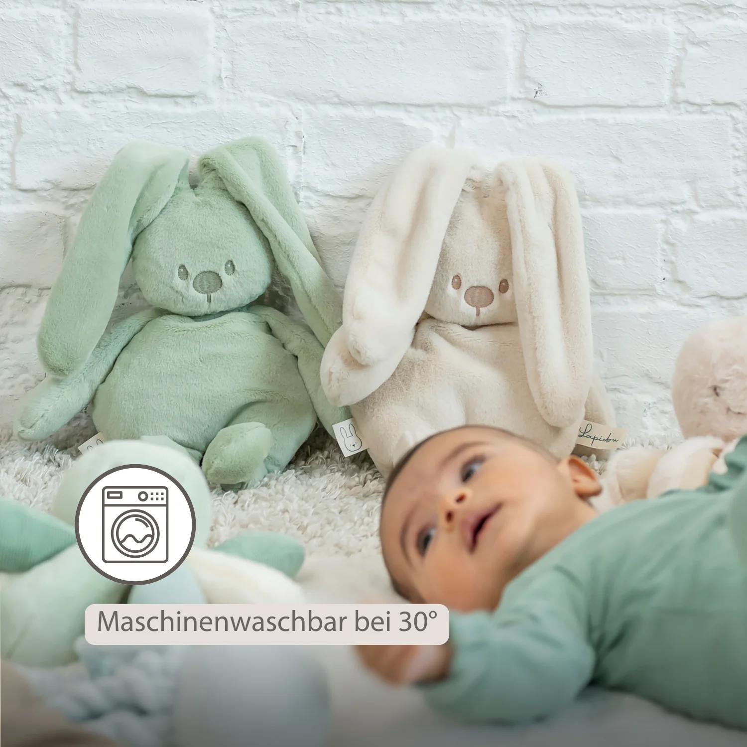 Lapidou Cuddly Rabbit - 30 cm - Soft Baby Plush - Linden Green - Image 11