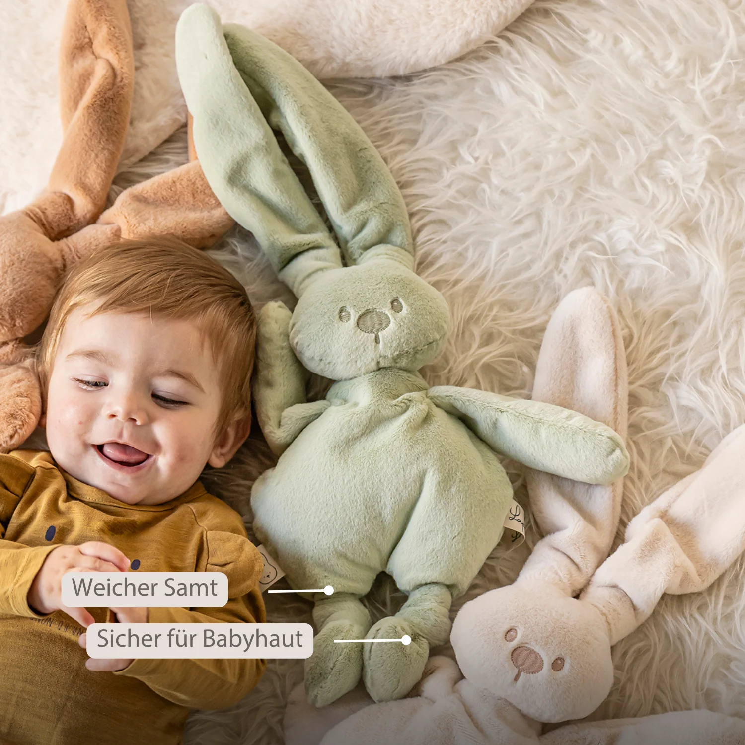 Lapidou Cuddly Rabbit - 30 cm - Soft Baby Plush - Linden Green - Image 12