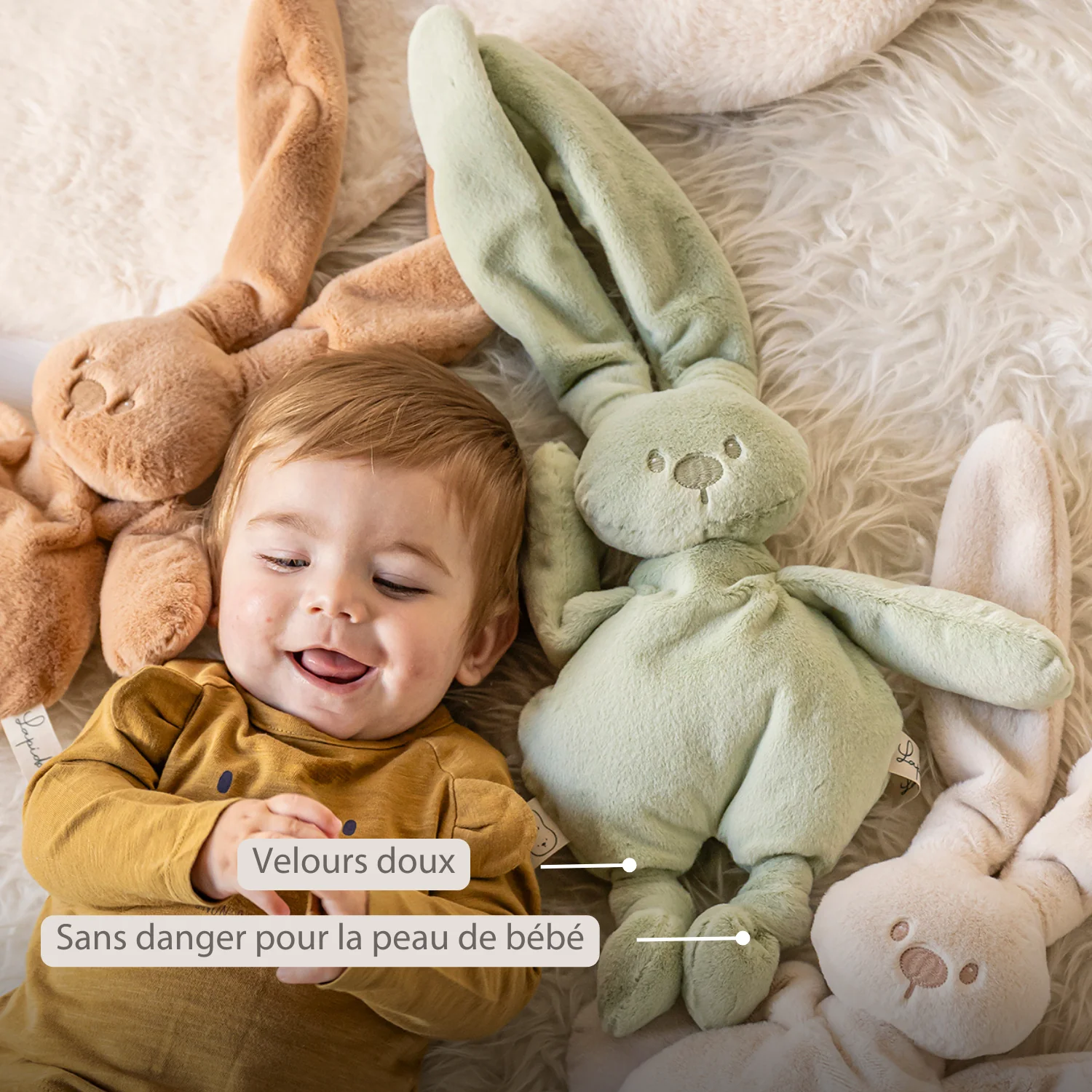 Lapidou Cuddly Rabbit - 30 cm - Soft Baby Plush - Linden Green - Image 19
