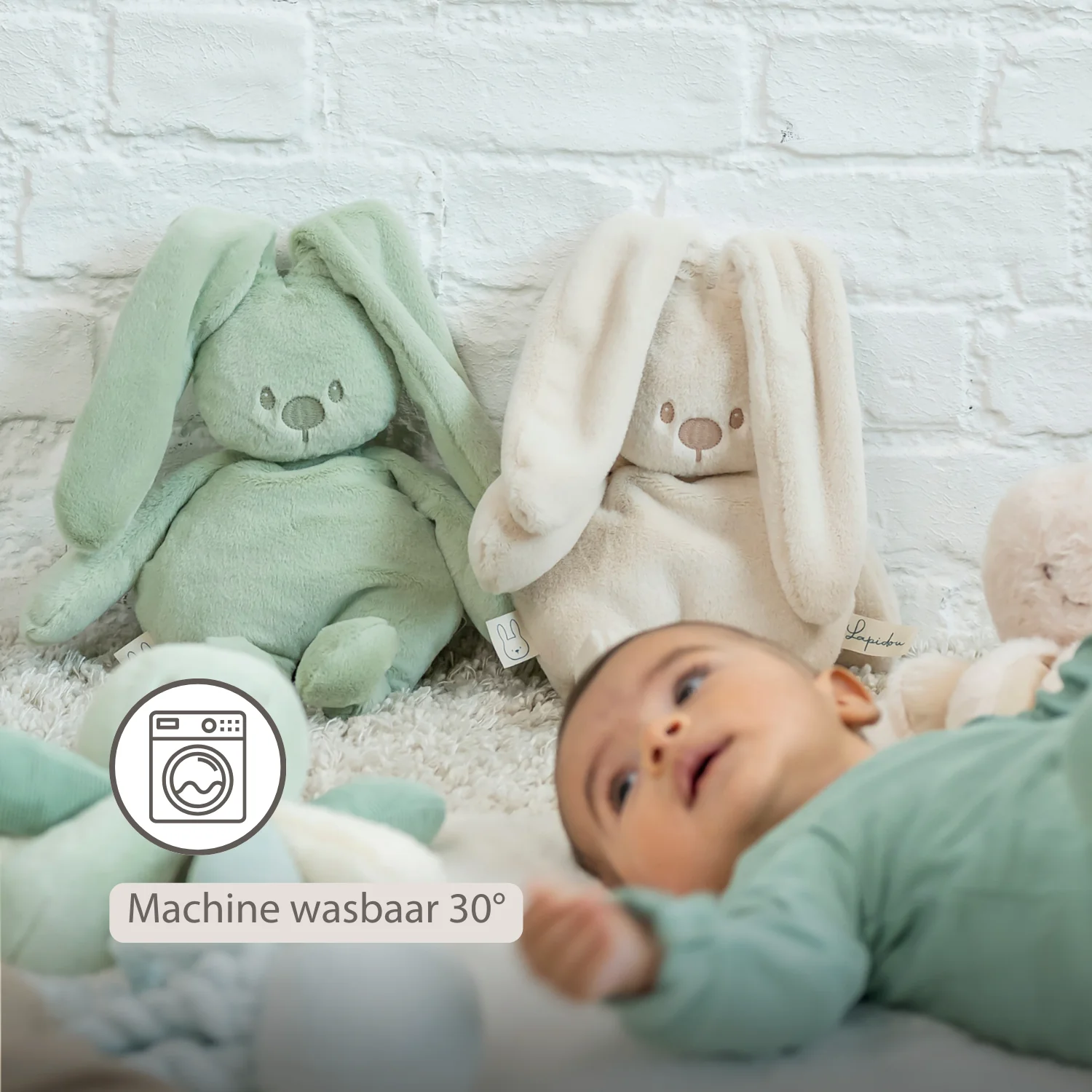 Lapidou Cuddly Rabbit - 30 cm - Soft Baby Plush - Linden Green - Image 25