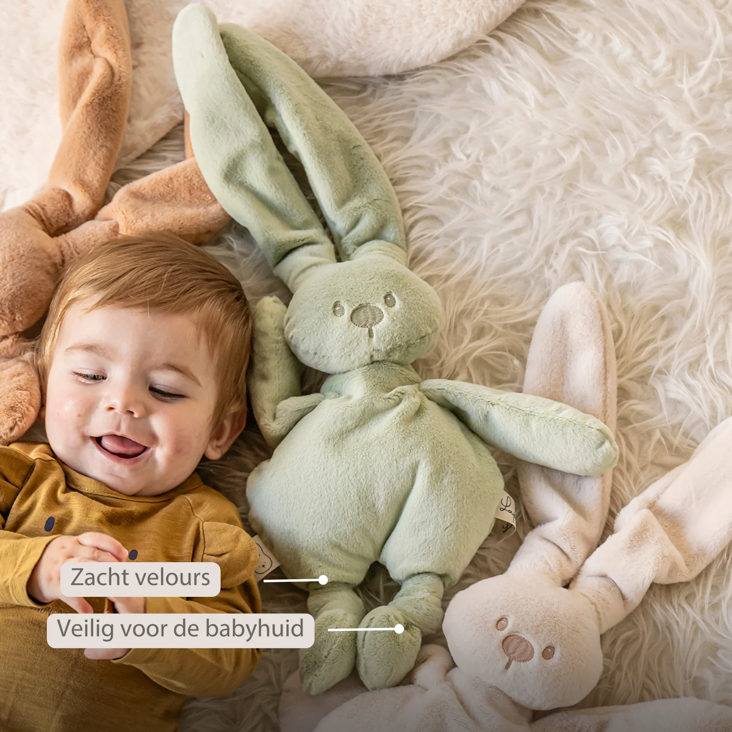 Lapidou Cuddly Rabbit - 30 cm - Soft Baby Plush - Linden Green - Image 26