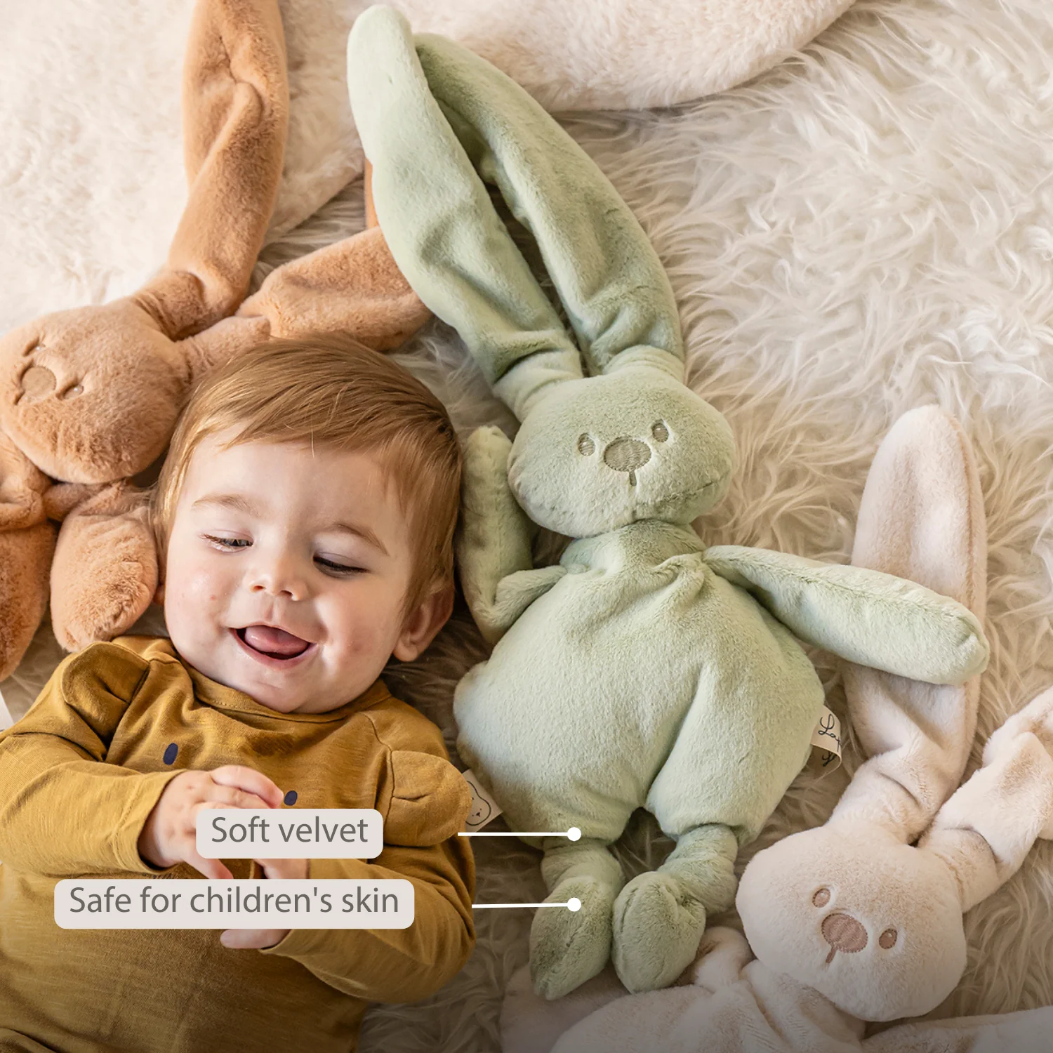 Lapidou Cuddly Rabbit - 30 cm - Soft Baby Plush - Linden Green - Image 33