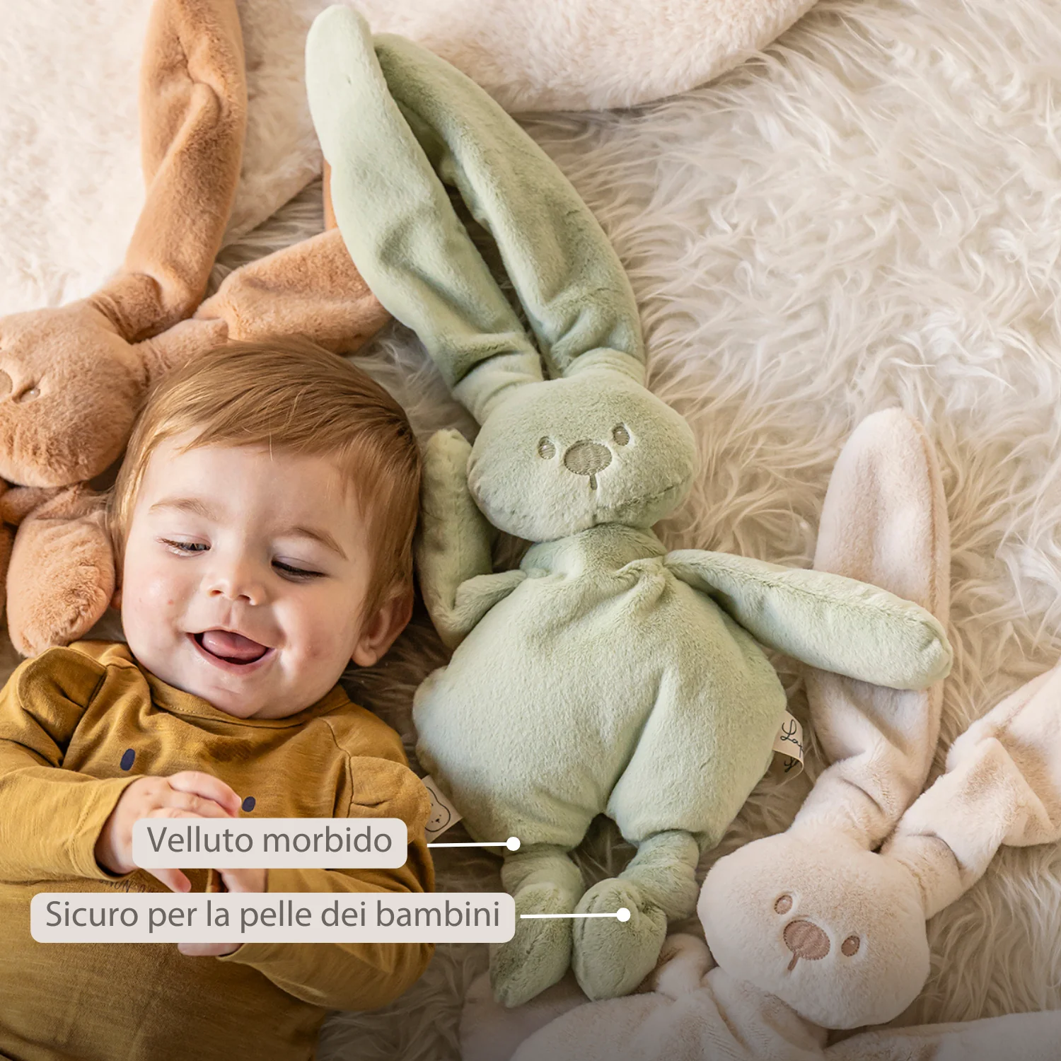 Lapidou Cuddly Rabbit - 30 cm - Soft Baby Plush - Linden Green - Image 5