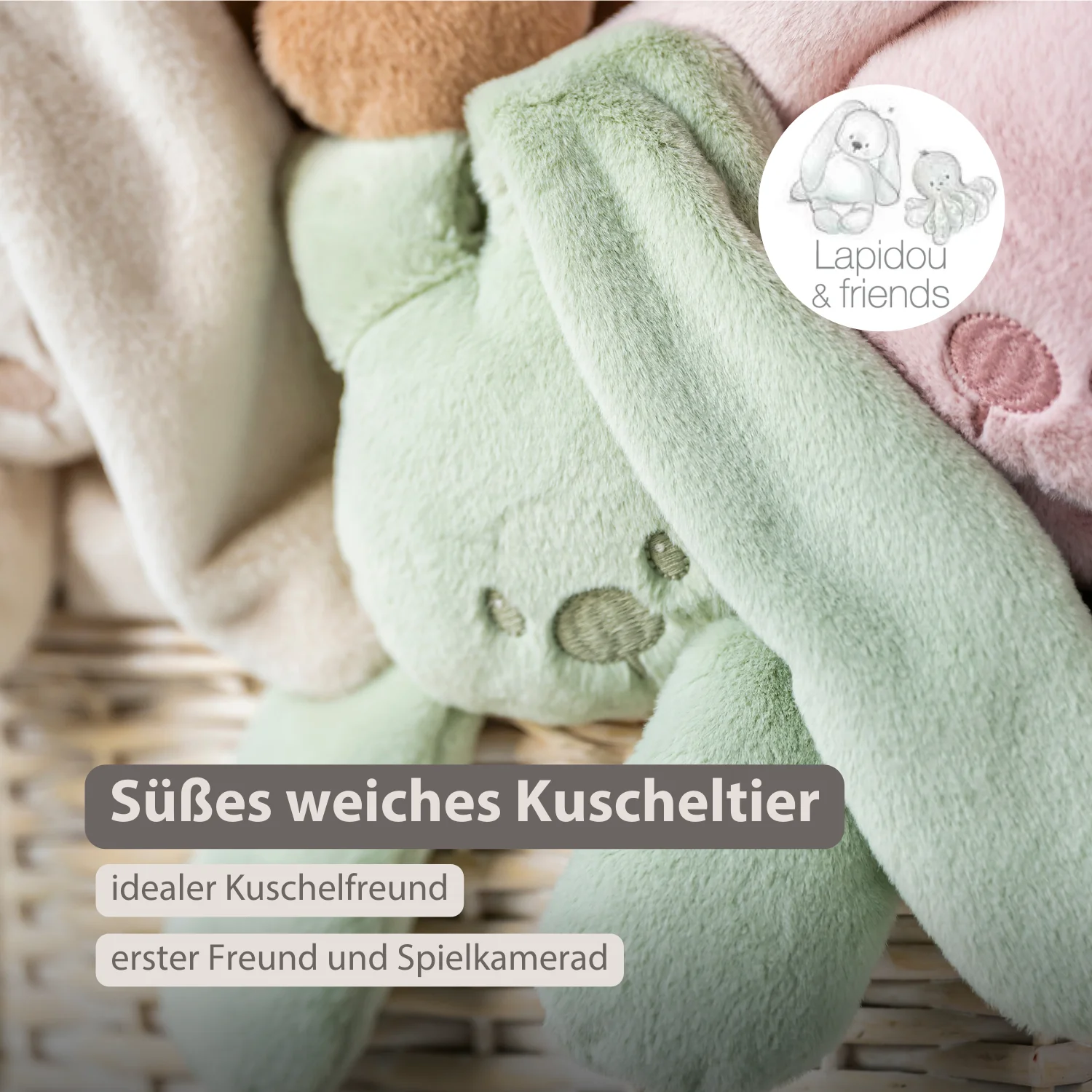 Lapidou Cuddly Rabbit - 30 cm - Soft Baby Plush - Linden Green - Image 9