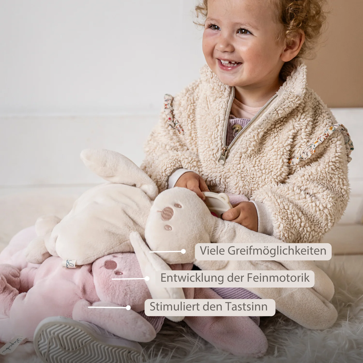 Lapidou Cuddly Rabbit - 30 cm - Soft Baby Plush - Powder Pink - Image 10