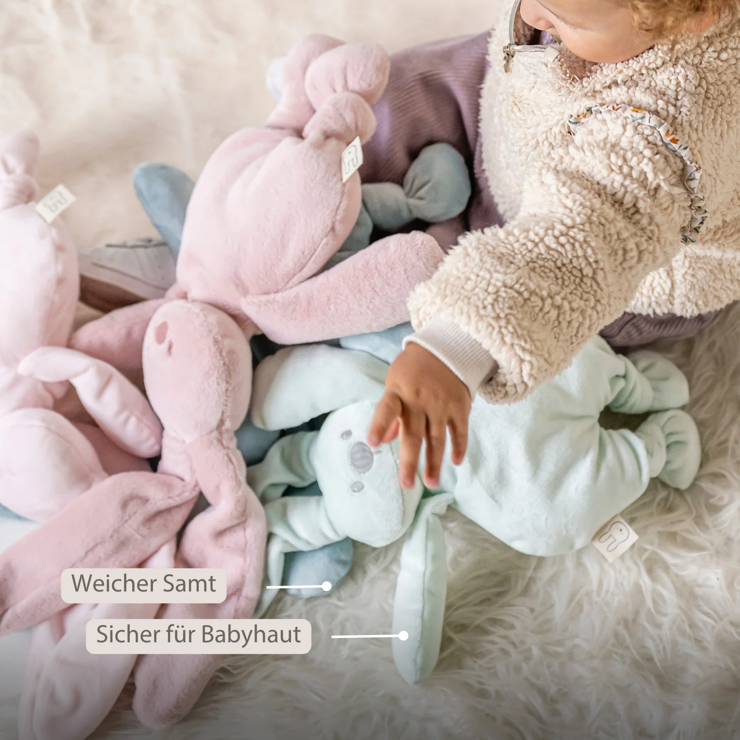 Lapidou Cuddly Rabbit - 30 cm - Soft Baby Plush - Powder Pink - Image 12