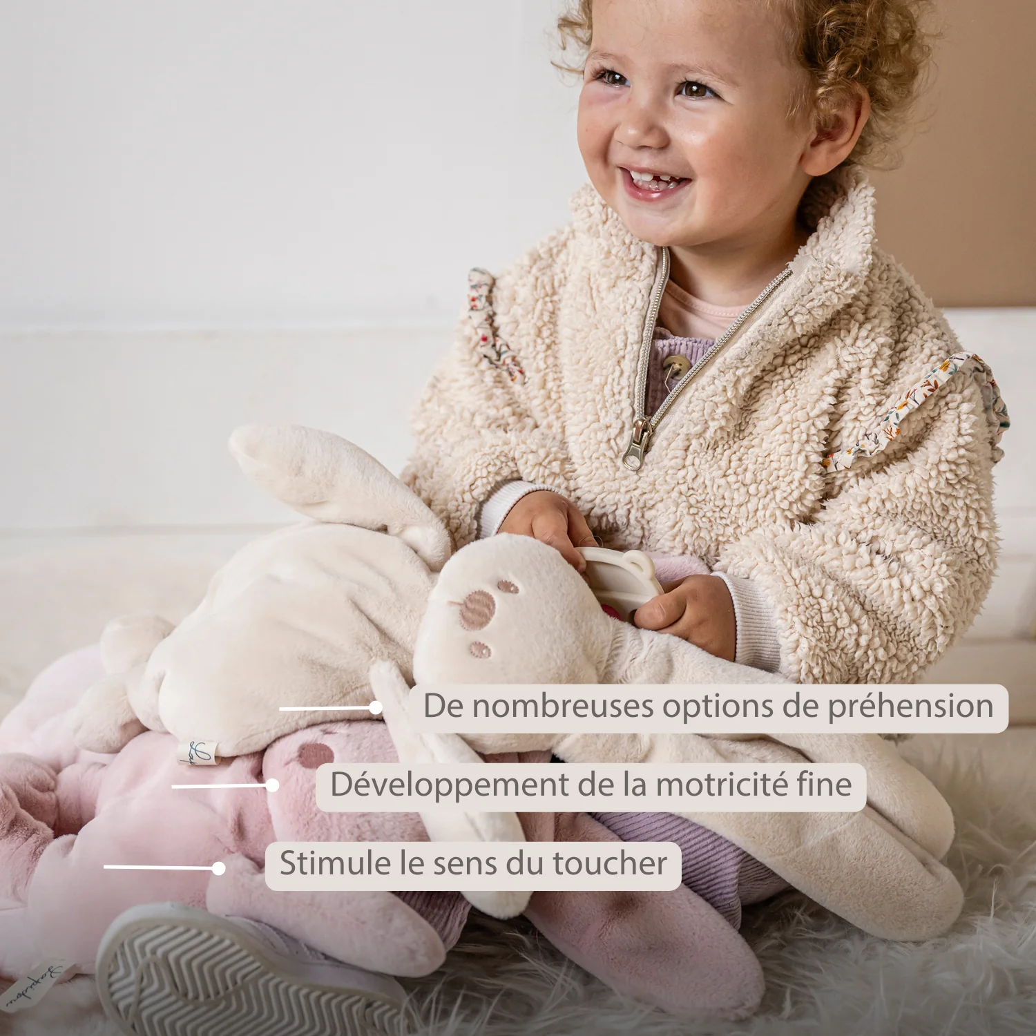 Lapidou Cuddly Rabbit - 30 cm - Soft Baby Plush - Powder Pink - Image 17