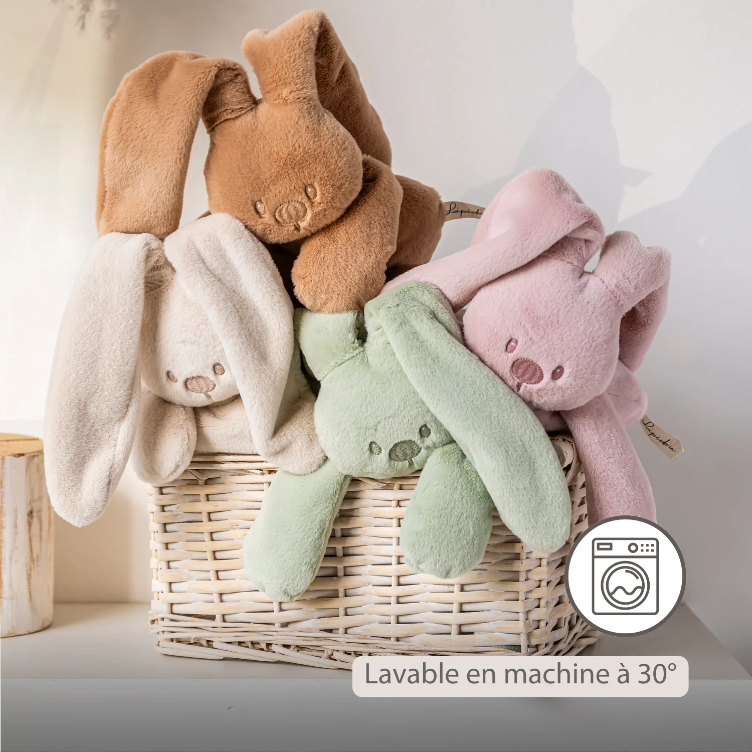 Lapidou Cuddly Rabbit - 30 cm - Soft Baby Plush - Powder Pink - Image 18