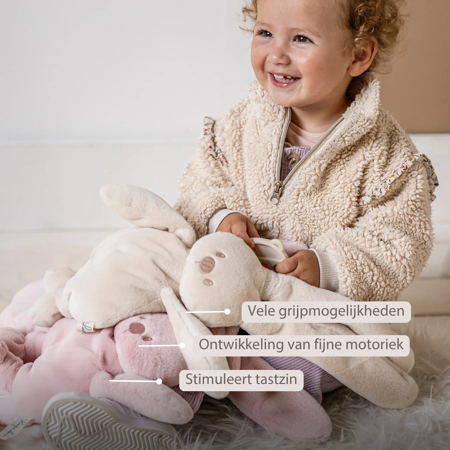 Lapidou Cuddly Rabbit - 30 cm - Soft Baby Plush - Powder Pink - Image 24