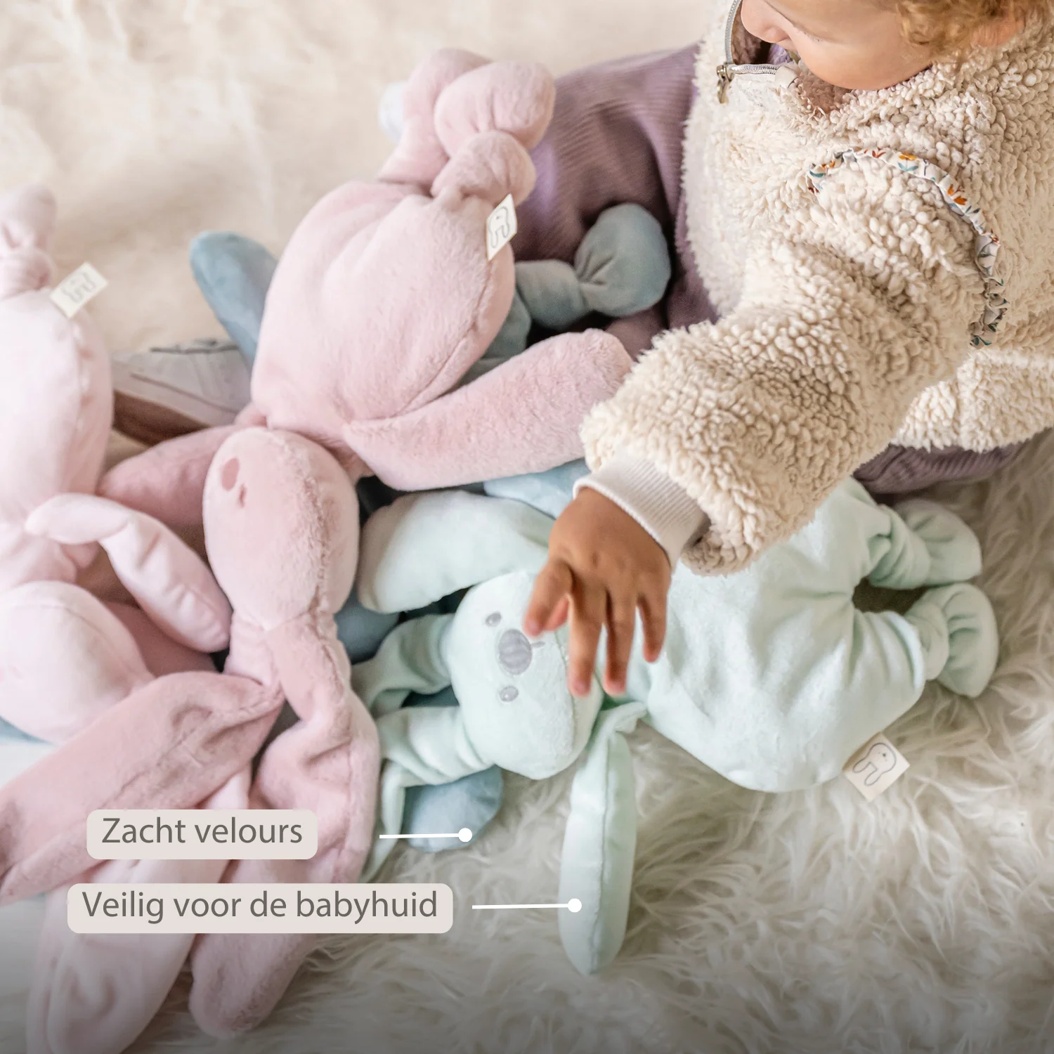 Lapidou Cuddly Rabbit - 30 cm - Soft Baby Plush - Powder Pink - Image 26