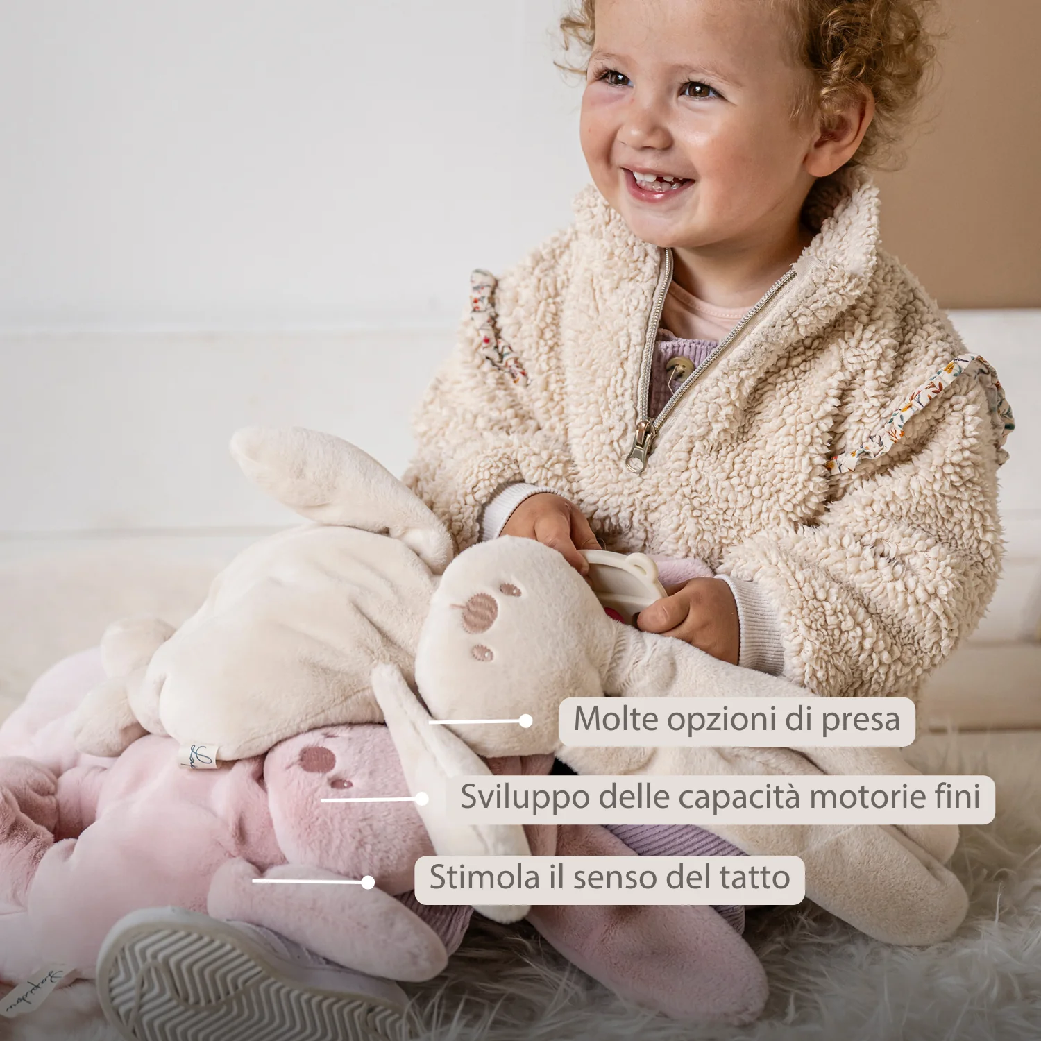 Lapidou Cuddly Rabbit - 30 cm - Soft Baby Plush - Powder Pink - Image 3