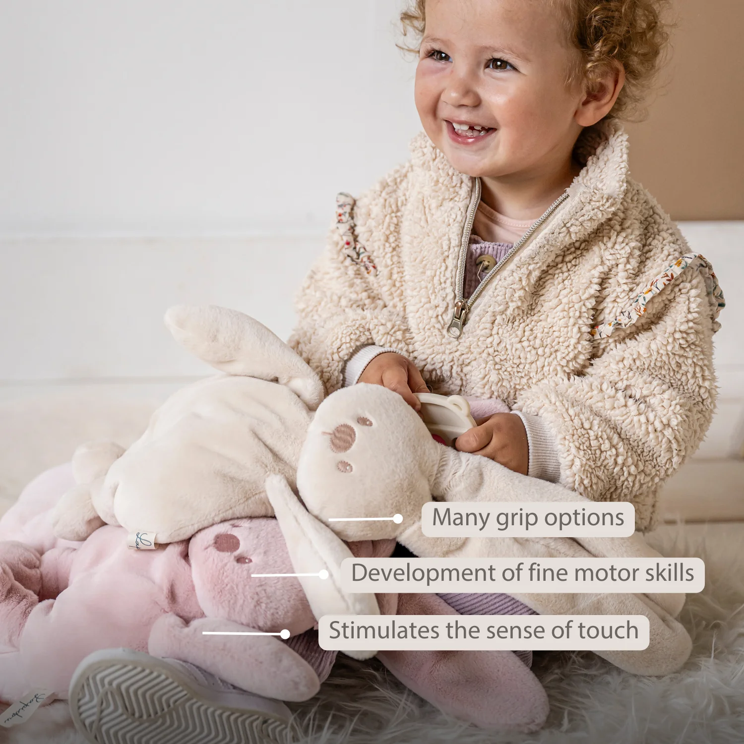 Lapidou Cuddly Rabbit - 30 cm - Soft Baby Plush - Powder Pink - Image 31