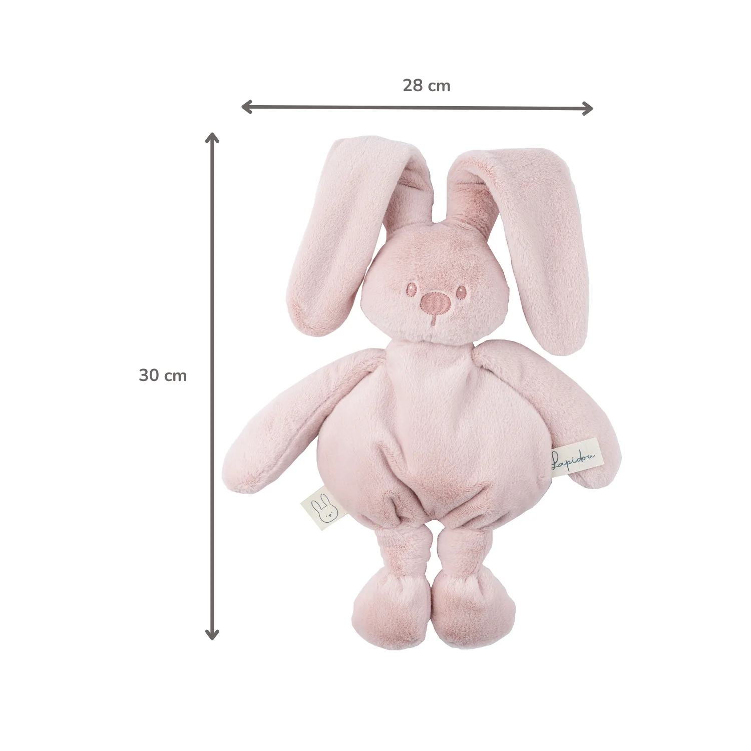 Lapidou Cuddly Rabbit - 30 cm - Soft Baby Plush - Powder Pink - Image 6