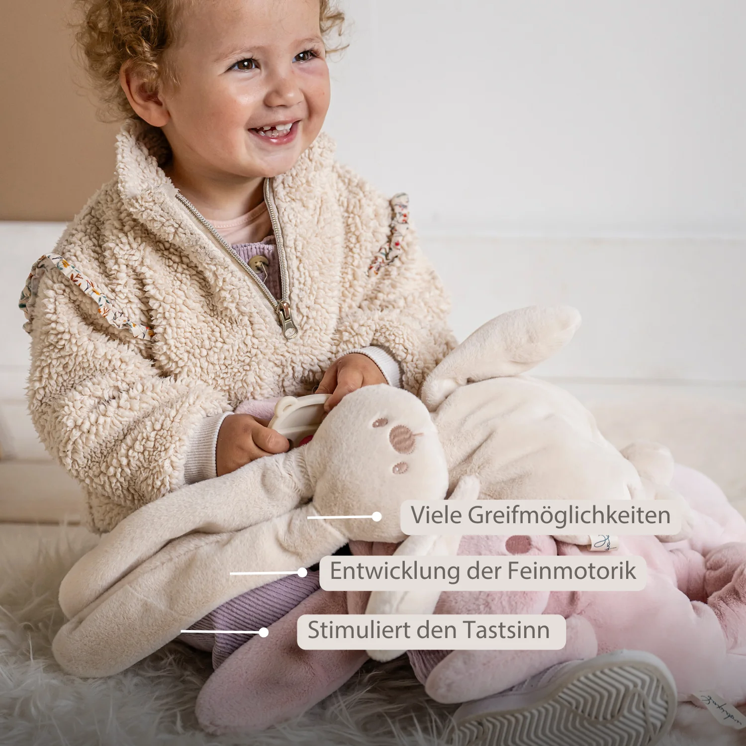Lapidou Cuddly Rabbit - 30 cm - Soft Baby Plush - Sand - Image 10