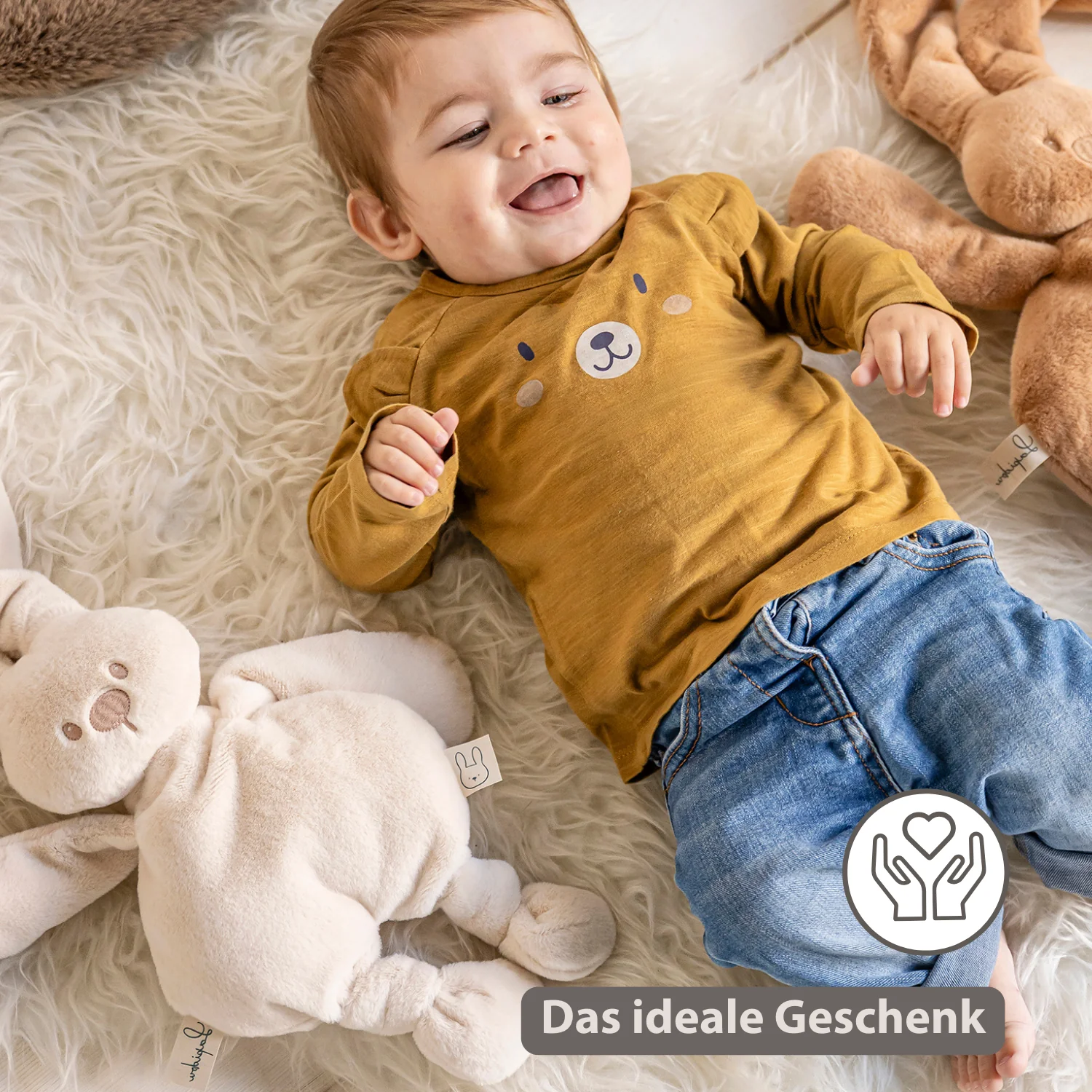 Lapidou Cuddly Rabbit - 30 cm - Soft Baby Plush - Sand - Image 14