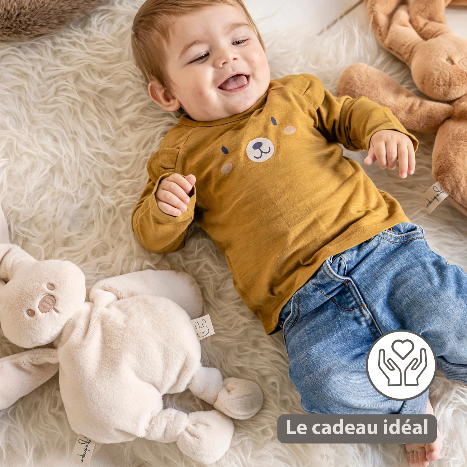 Lapidou Cuddly Rabbit - 30 cm - Soft Baby Plush - Sand - Image 21