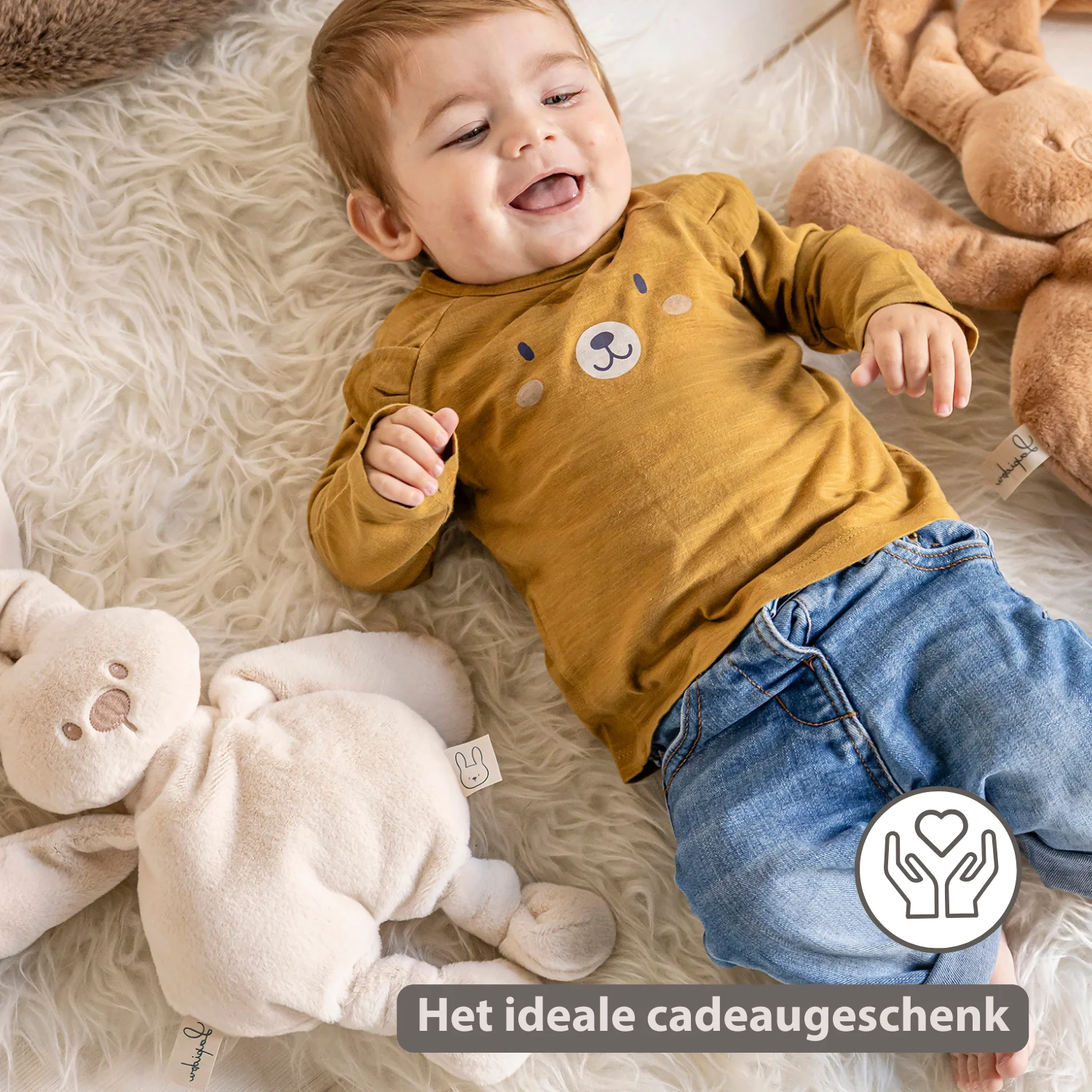 Lapidou Cuddly Rabbit - 30 cm - Soft Baby Plush - Sand - Image 28