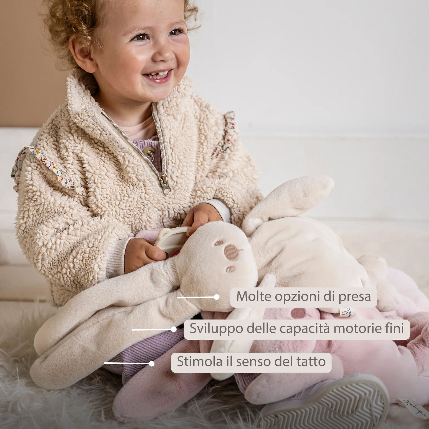 Lapidou Cuddly Rabbit - 30 cm - Soft Baby Plush - Sand - Image 3