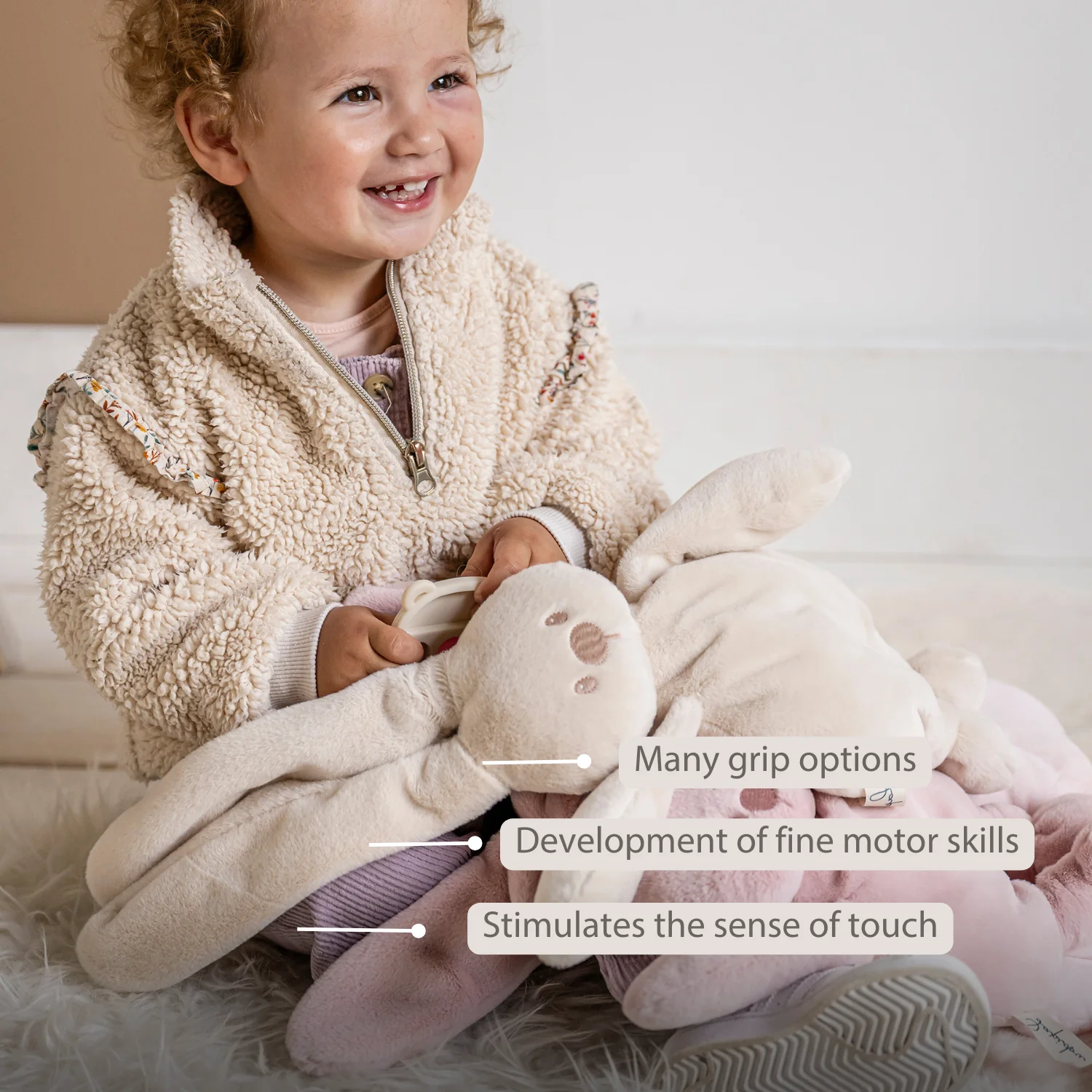 Lapidou Cuddly Rabbit - 30 cm - Soft Baby Plush - Sand - Image 31