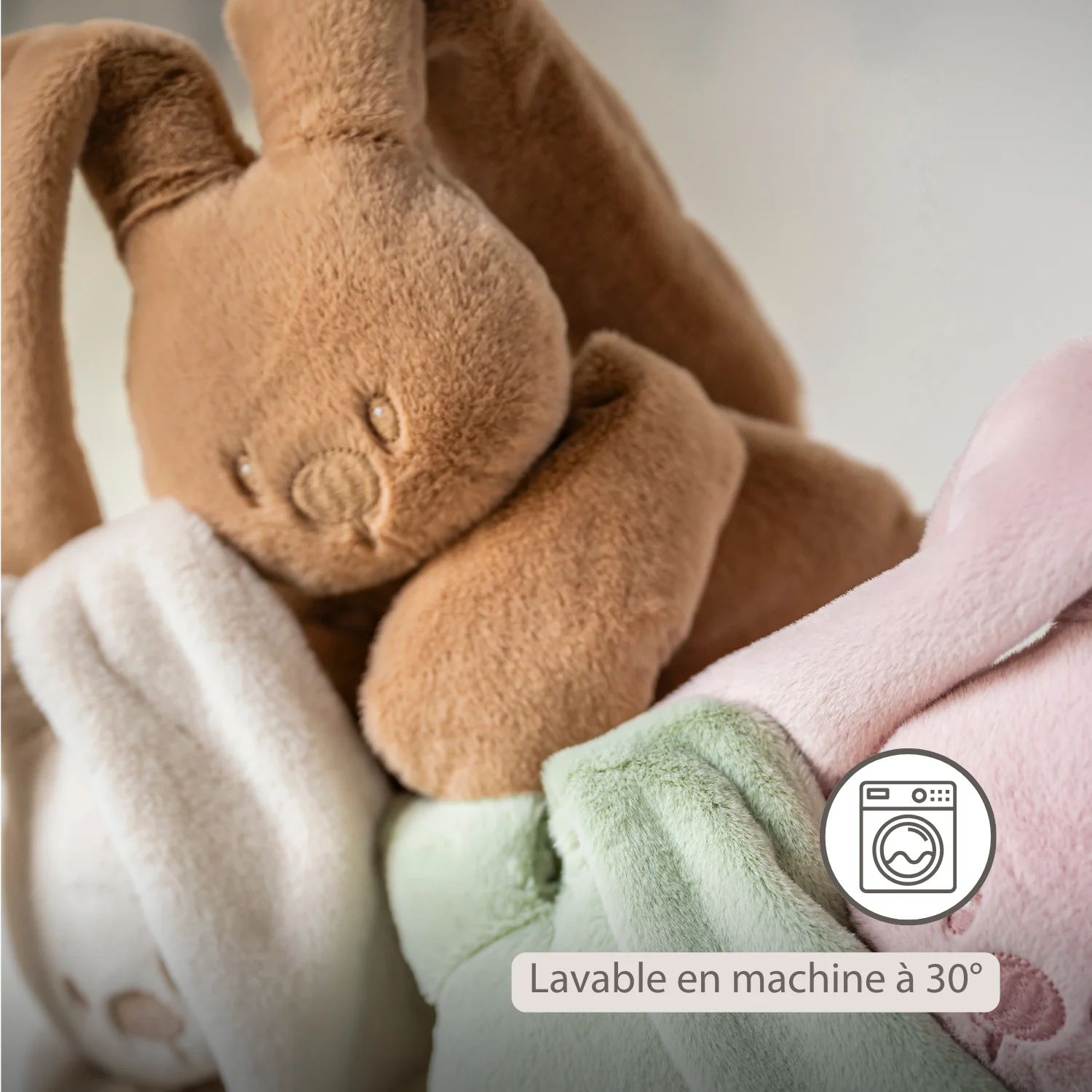 Lapidou Cuddly Rabbit - 30 cm - Soft Baby Plush - Warm Beige - Image 18