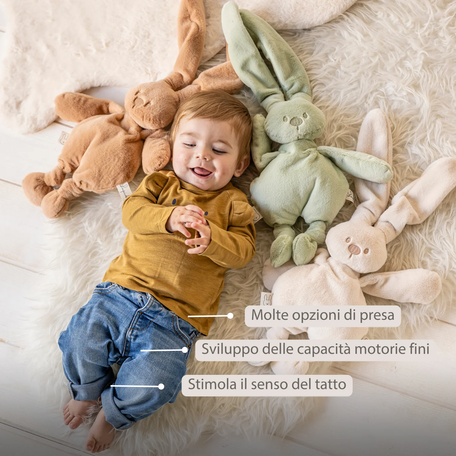Lapidou Cuddly Rabbit - 30 cm - Soft Baby Plush - Warm Beige - Image 3