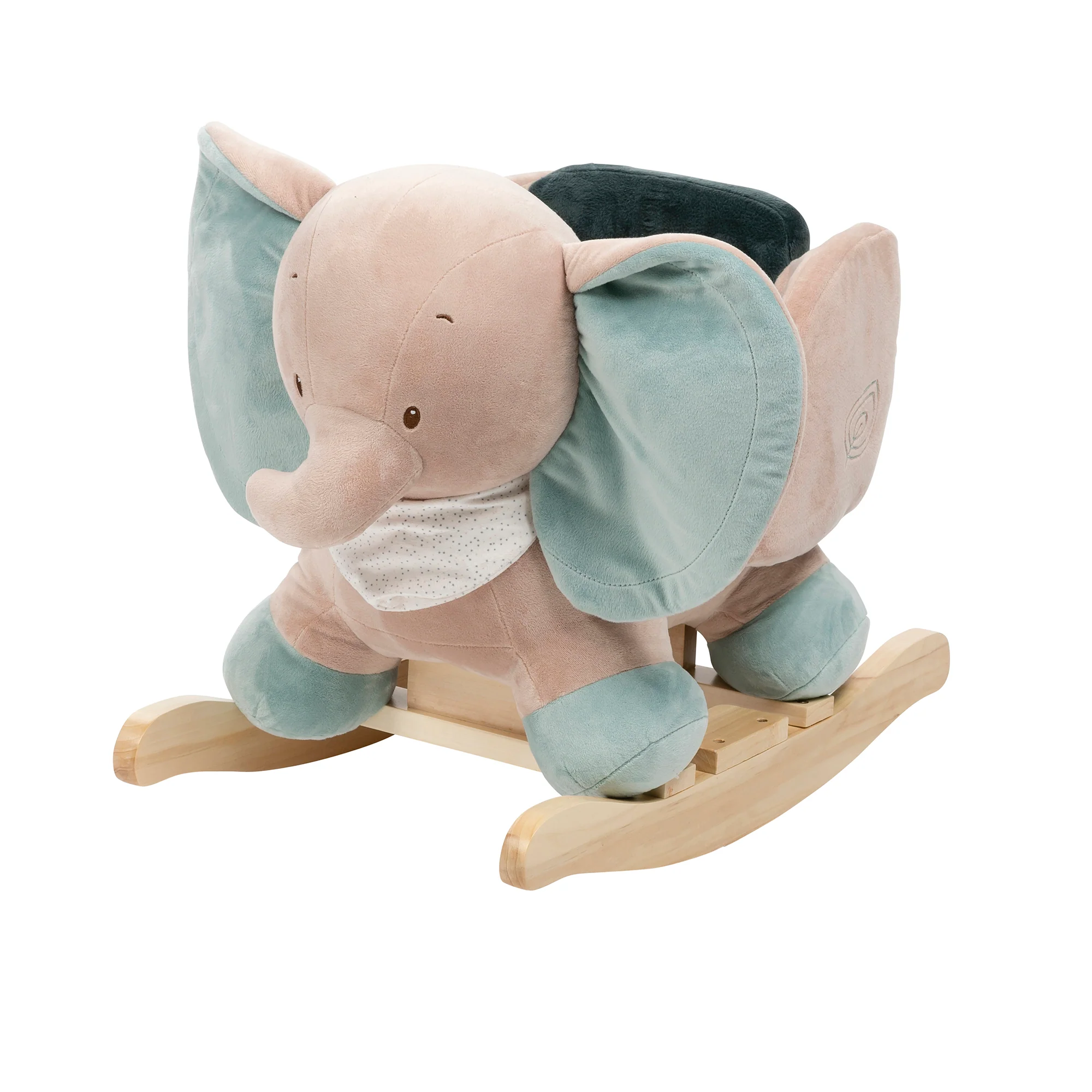 Nattou Axel Elephant Rocking Animal - Plush Rocking Horse for Toddlers - 63 x 33 x 45 cm - Green/Beige