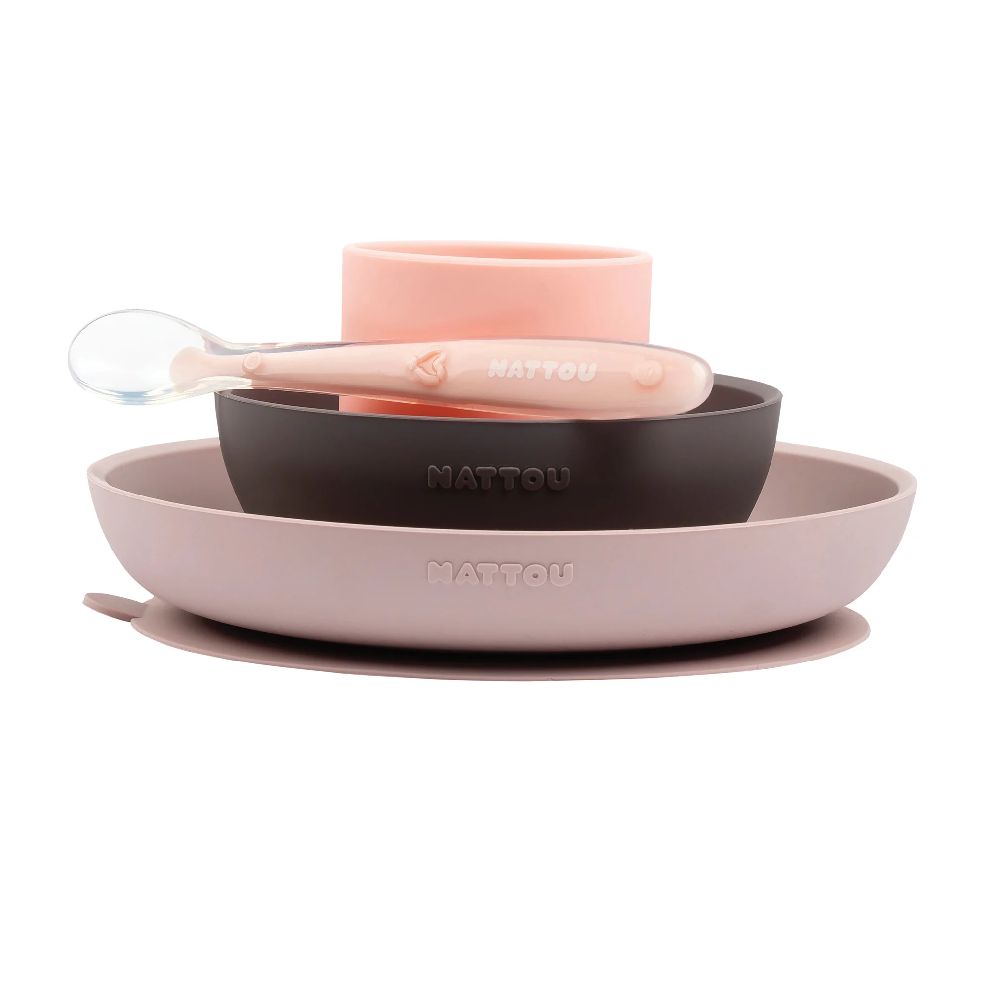 Silicone children’s tableware – 4-piece baby tableware – Pink and Aubergine - Image 22
