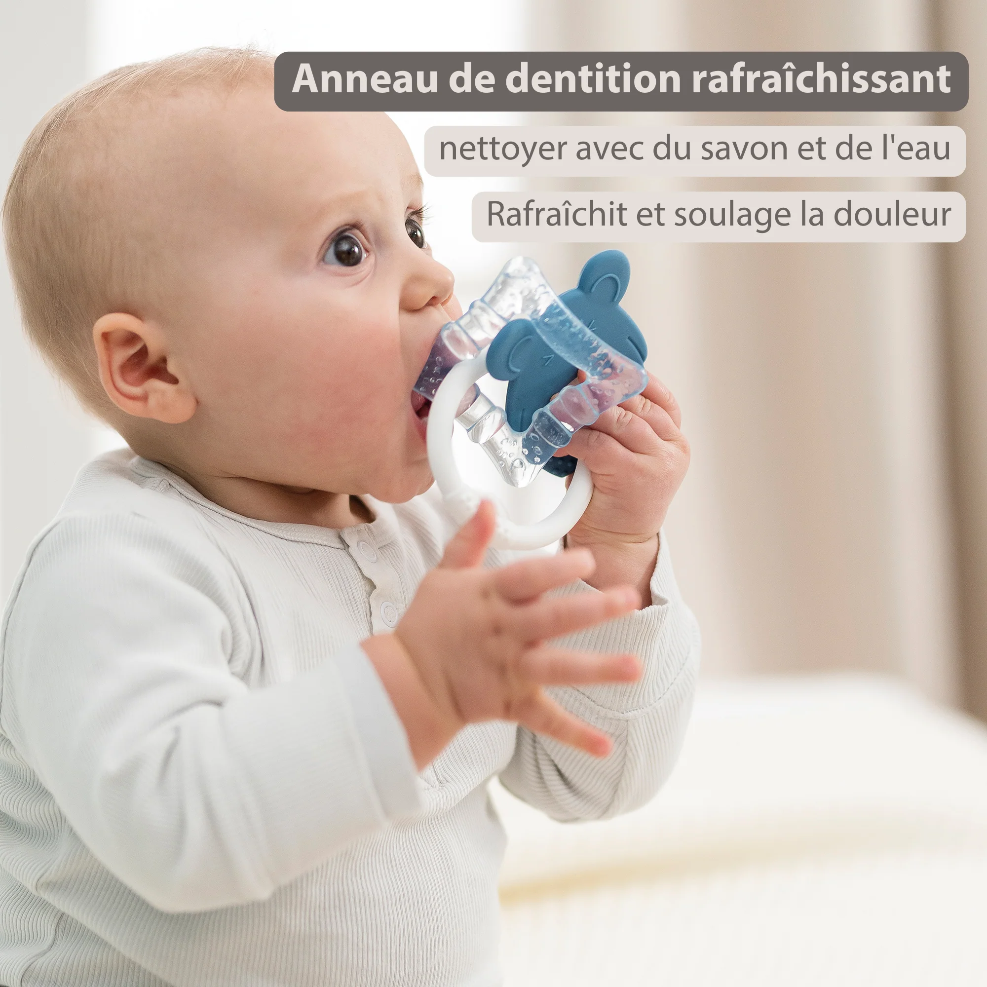 Silicone cooling teether – Baby teething toy – Cooling teether – Blue - Image 12