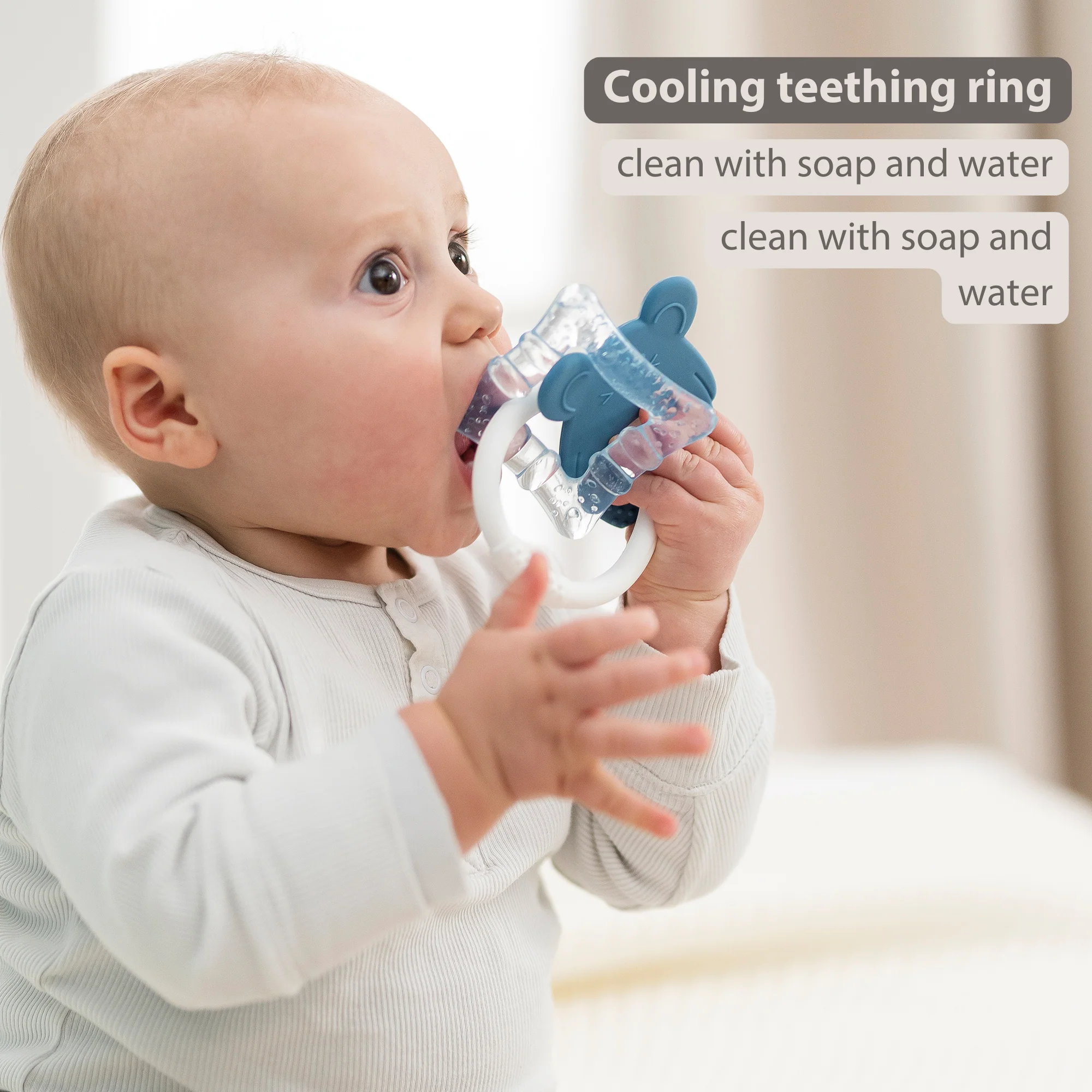 Silicone cooling teether – Baby teething toy – Cooling teether – Blue - Image 22
