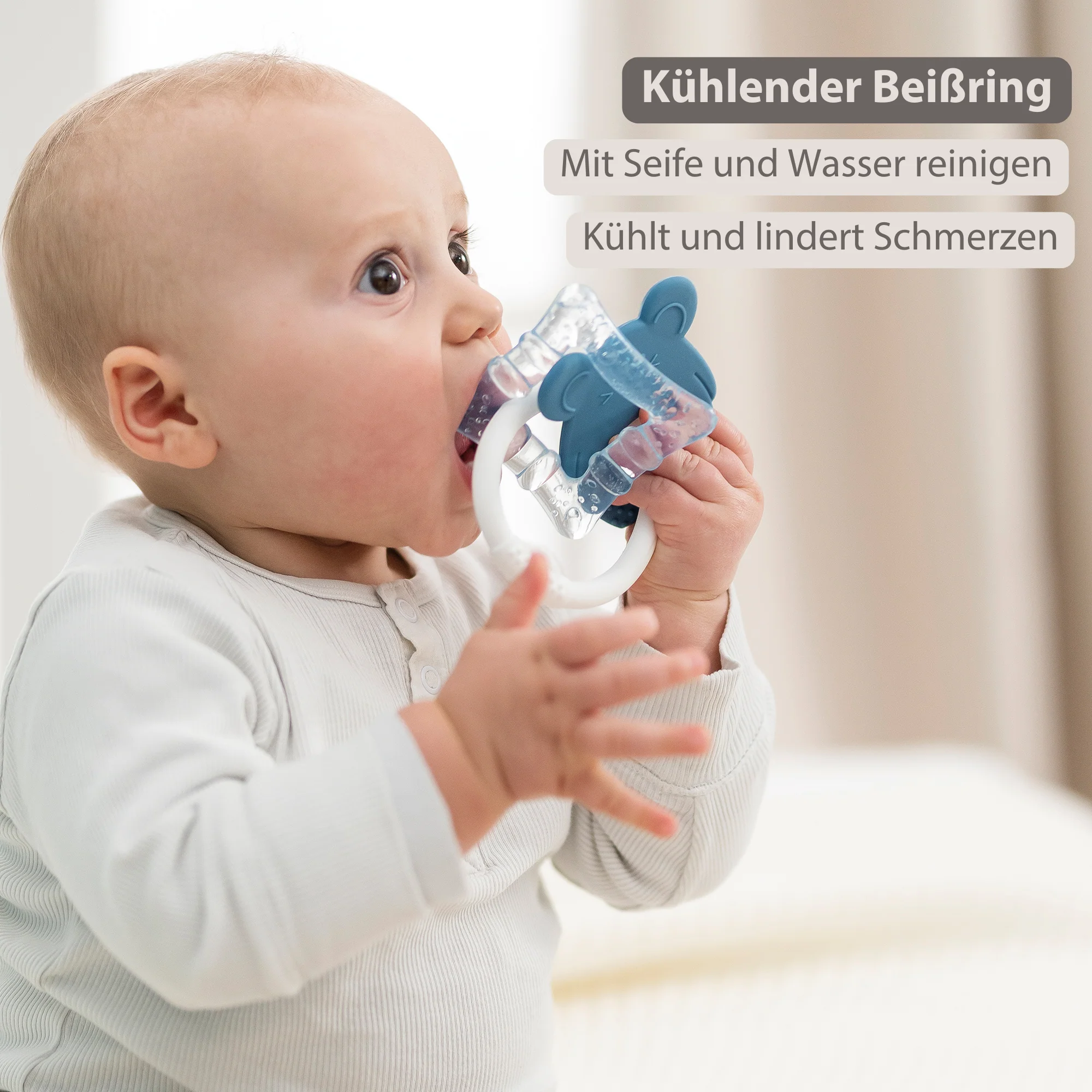 Silicone cooling teether – Baby teething toy – Cooling teether – Blue - Image 7