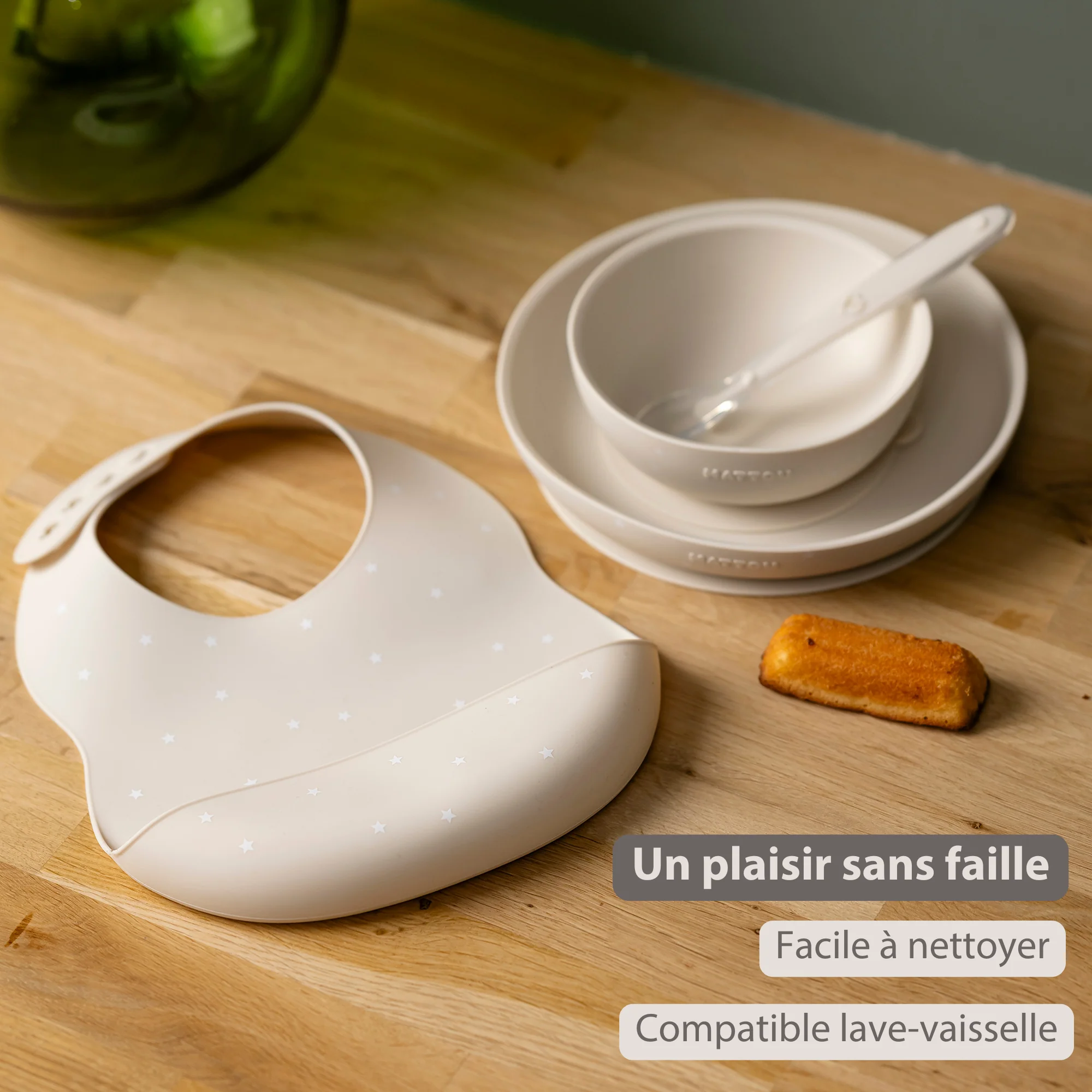 Silicone tableware – Children’s tableware – Bib – Baby tableware – Clay with stars - Image 12